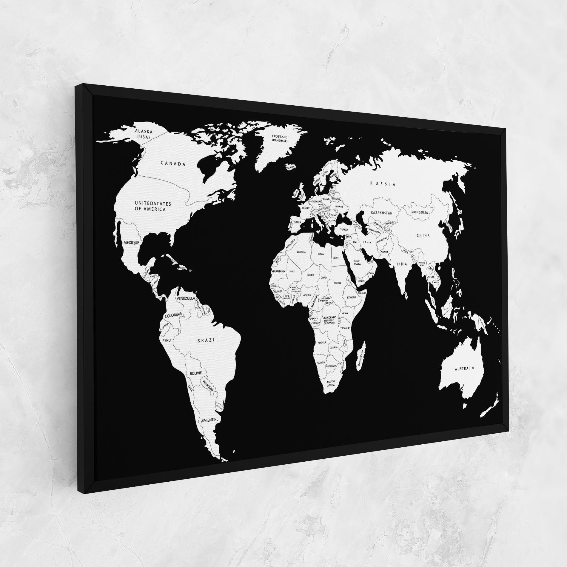 Картина на платно White World Map mockup 1