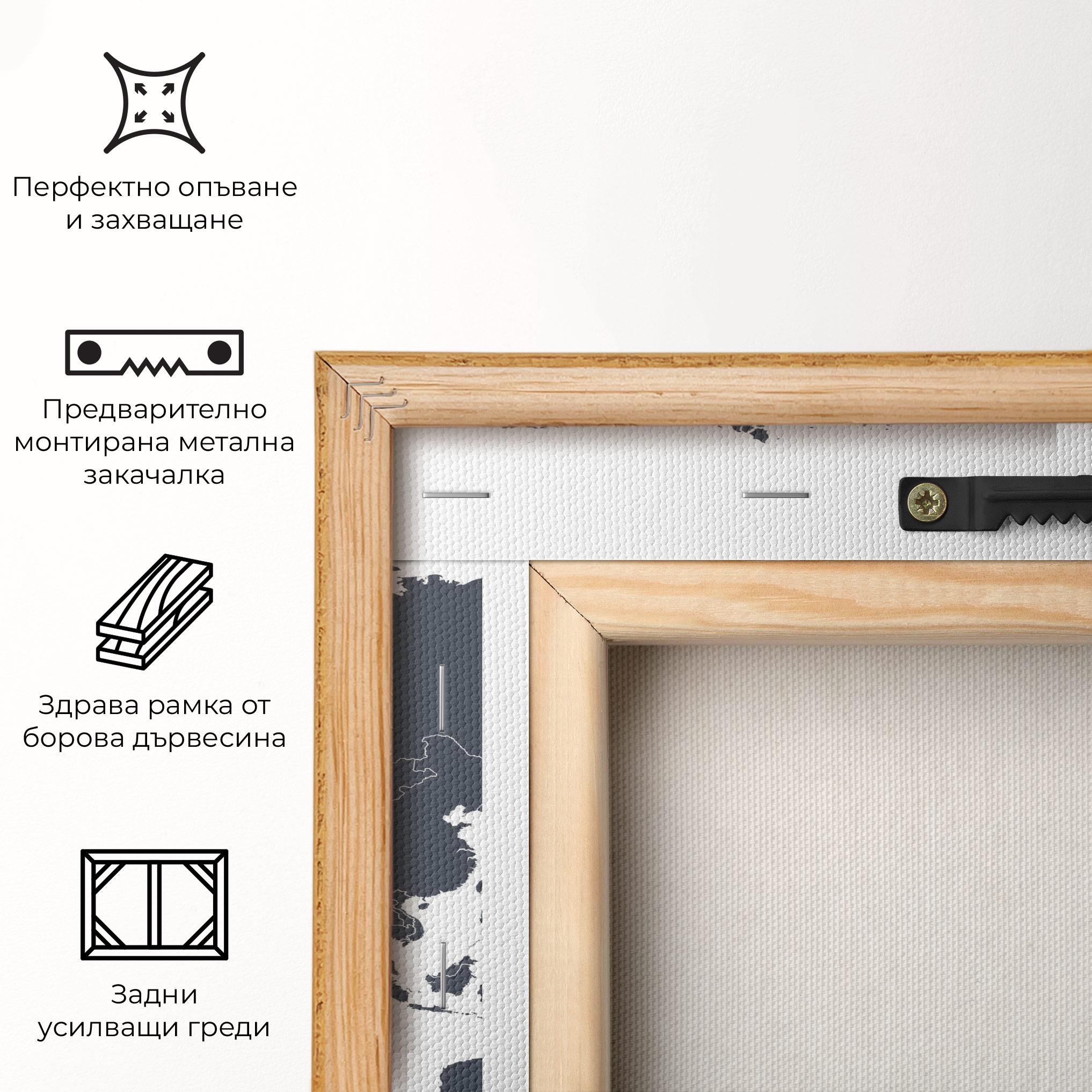 Картина на платно World Grey Map mockup 5