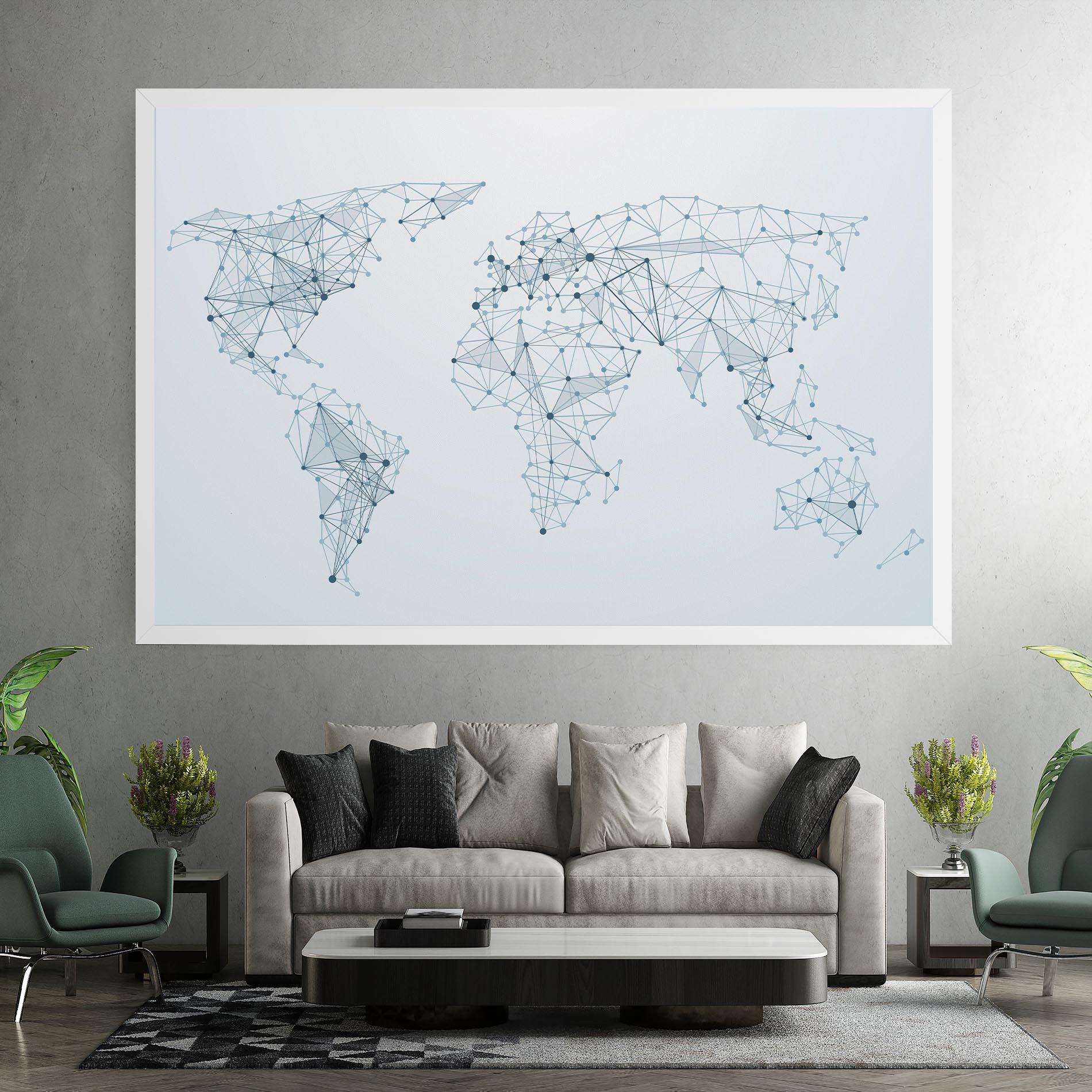 Картина на платно Blue Line Map mockup 7