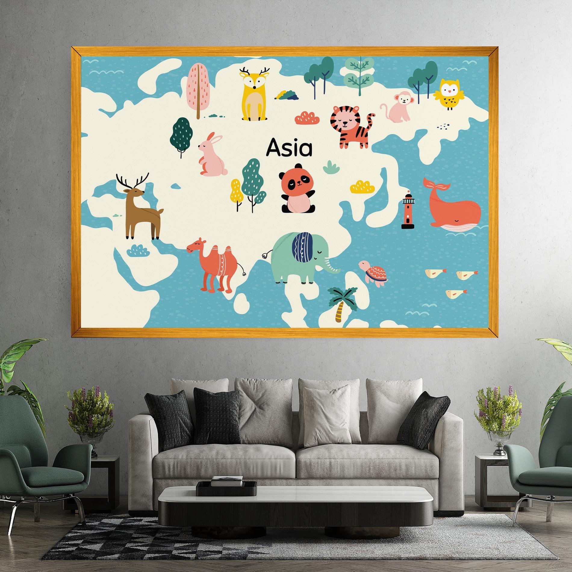 Картина на платно Asia Cute Map mockup 7