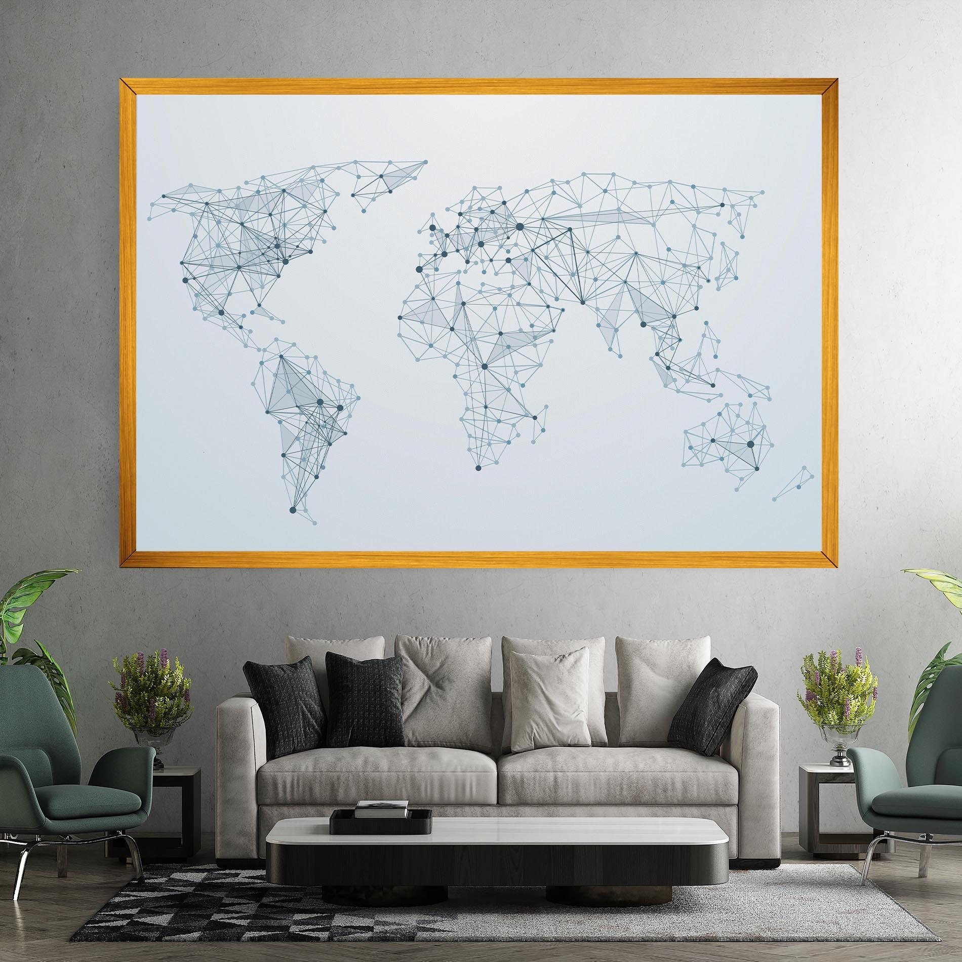 Картина на платно Blue Line Map mockup 7