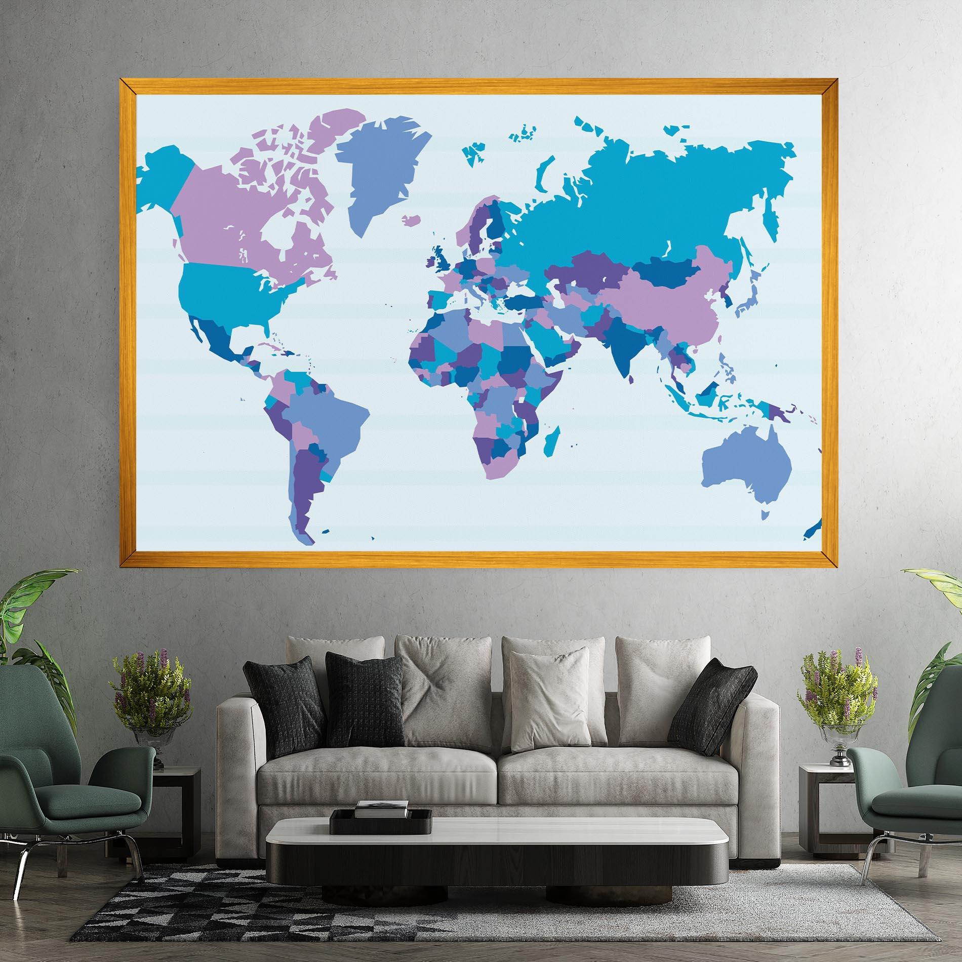 Картина на платно Blue Purple Map mockup 7