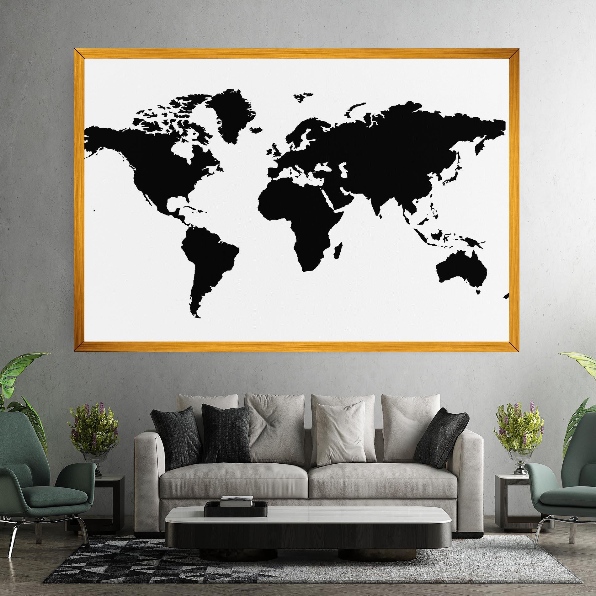 Картина на платно Global Black Map mockup 7
