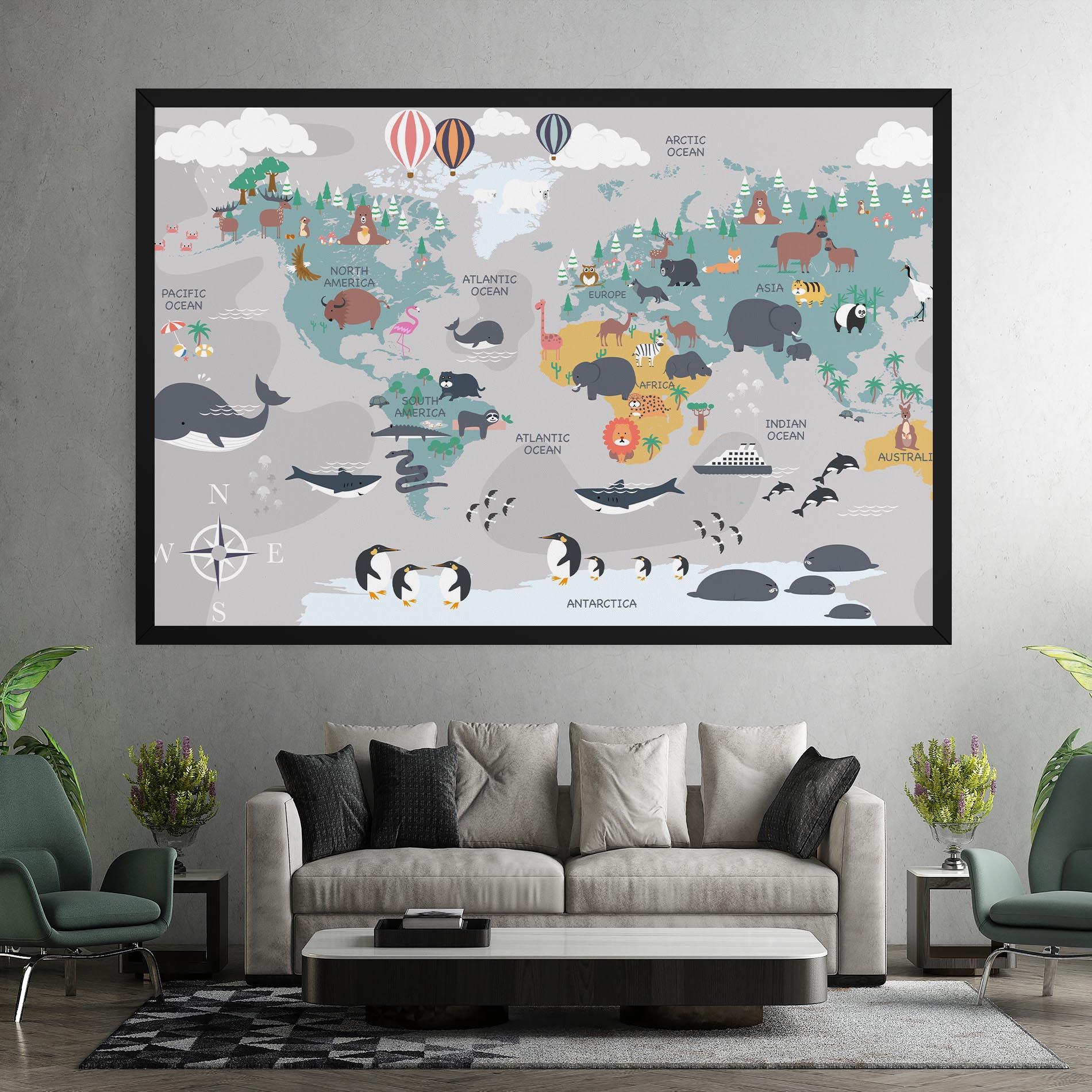 Картина на платно Cute Kids Map mockup 7