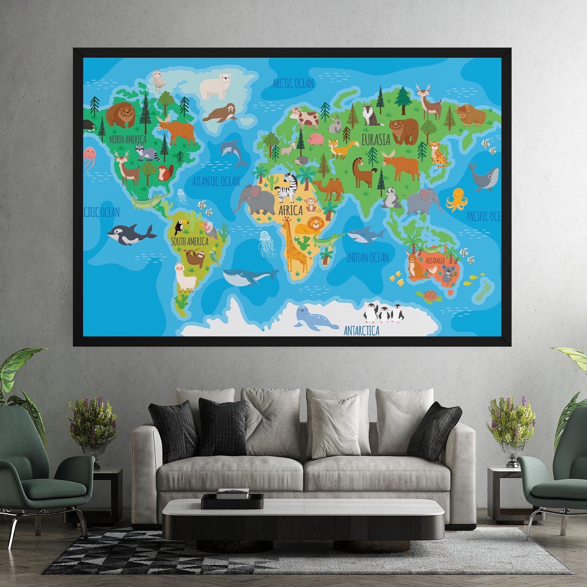 Картина на платно Worldwide Kids Map mockup 7