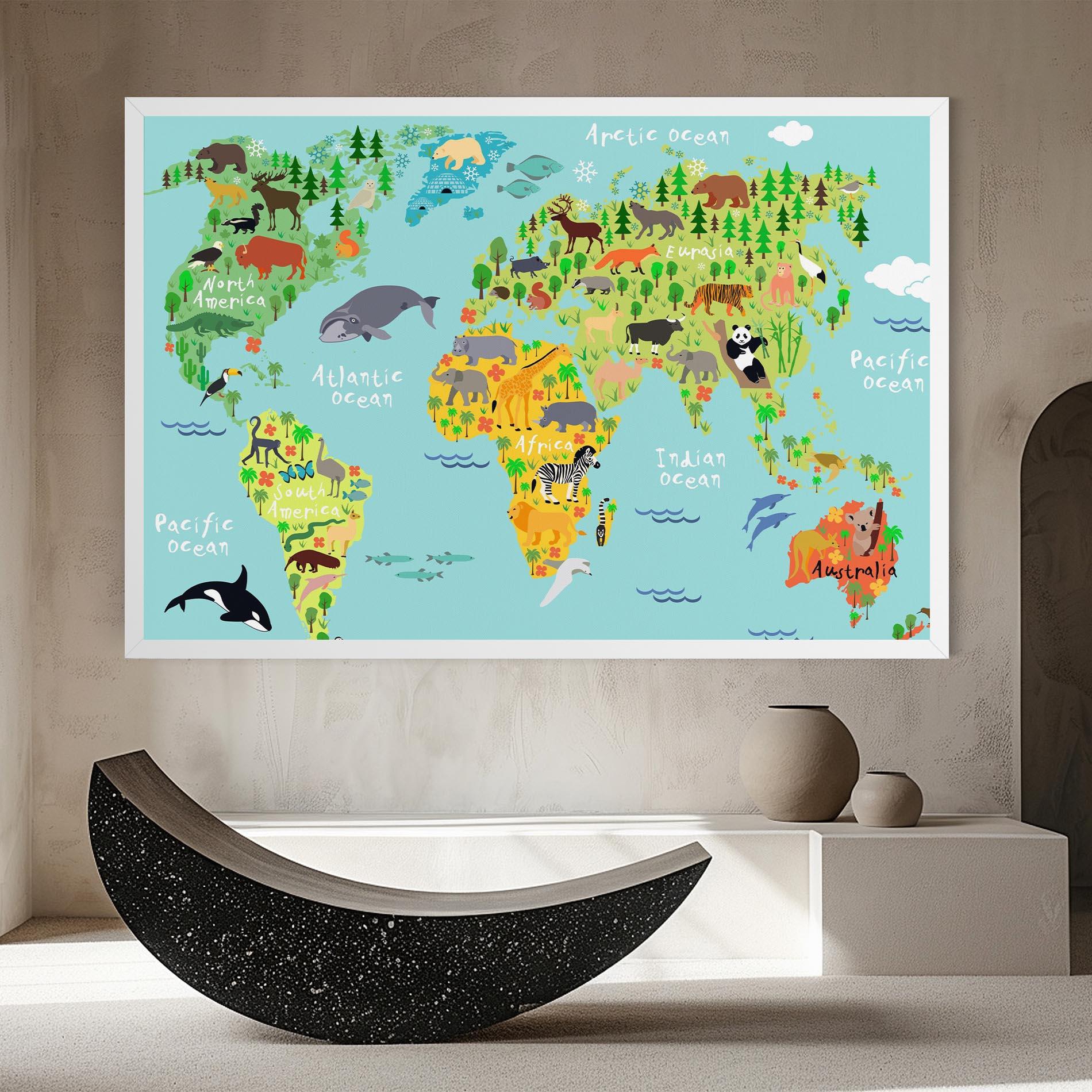 Картина на платно Animal World Map mockup 8