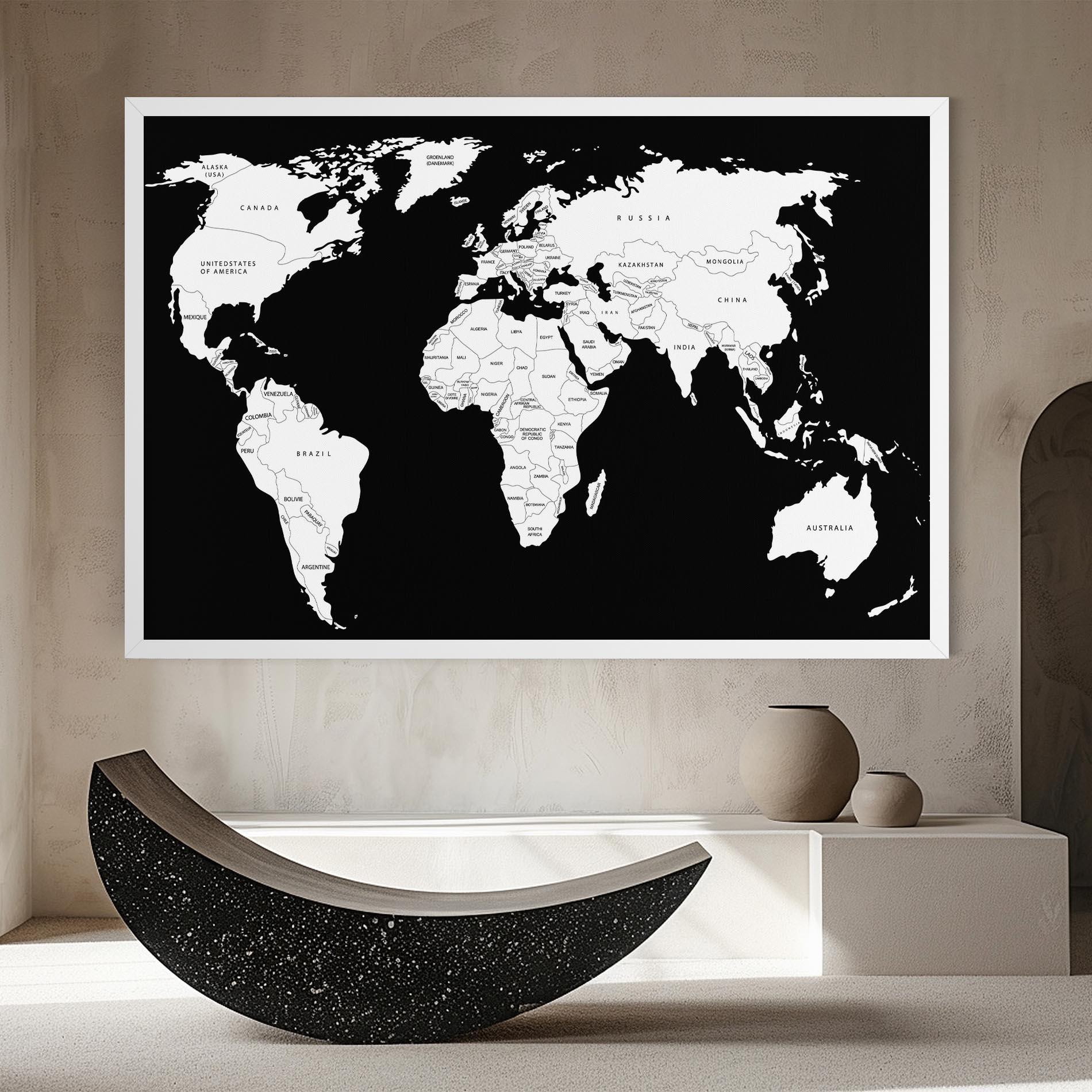 Картина на платно White World Map mockup 8