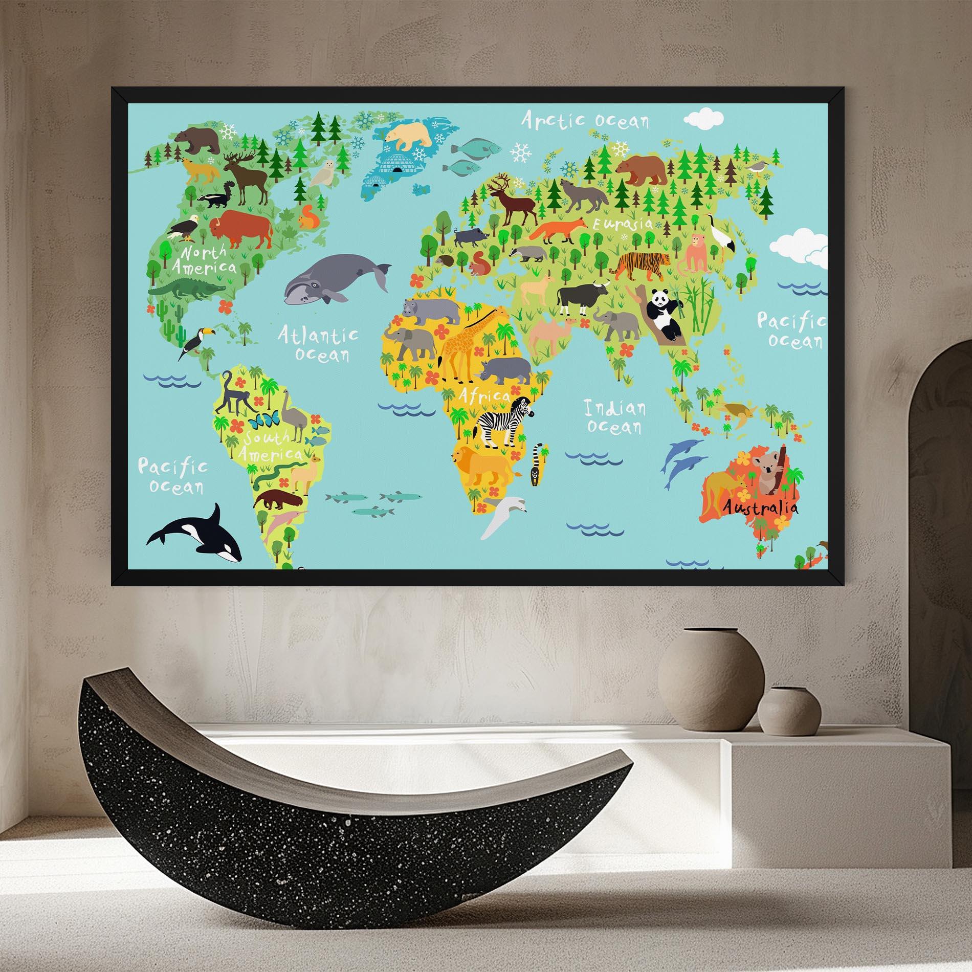 Картина на платно Animal World Map mockup 8