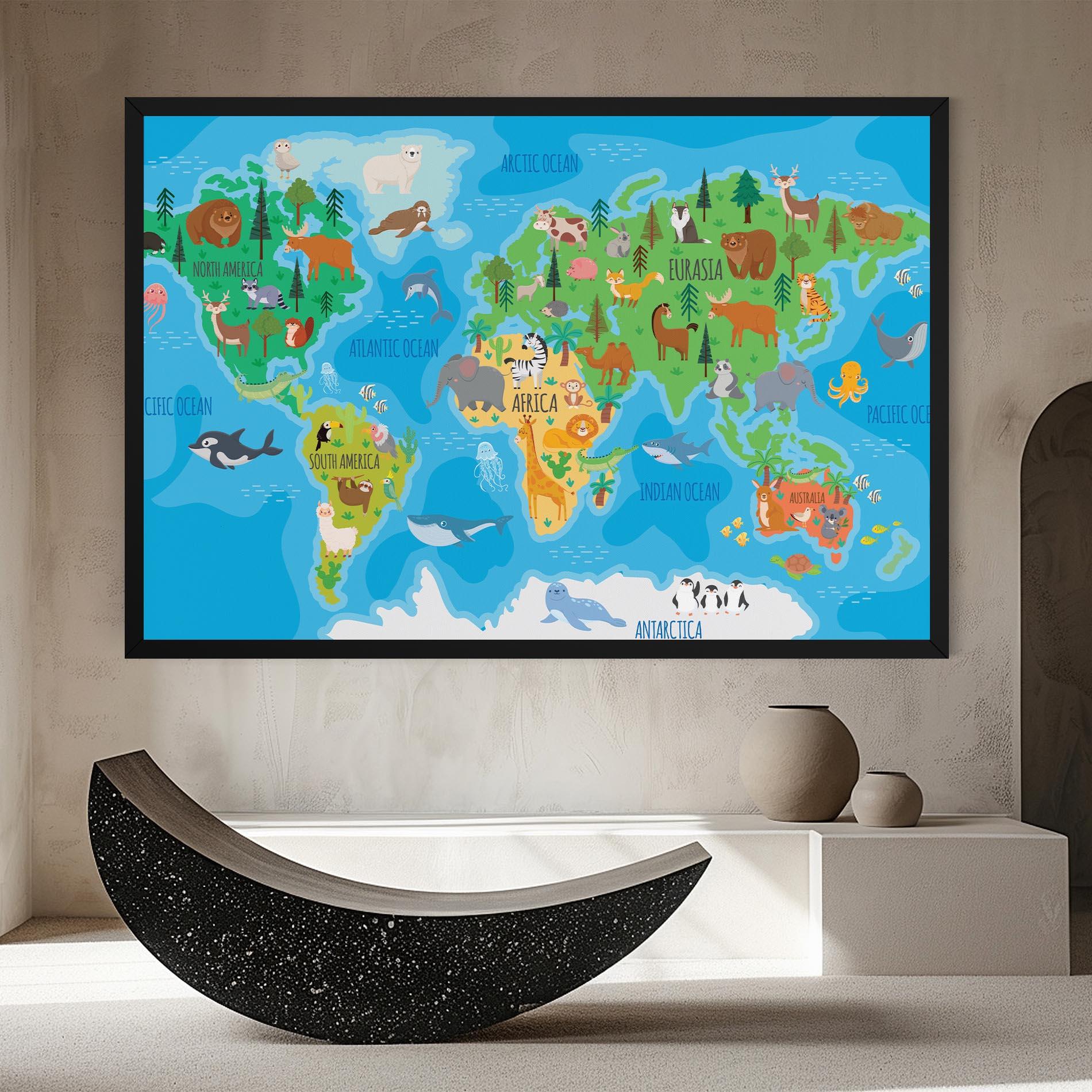 Картина на платно Worldwide Kids Map mockup 8