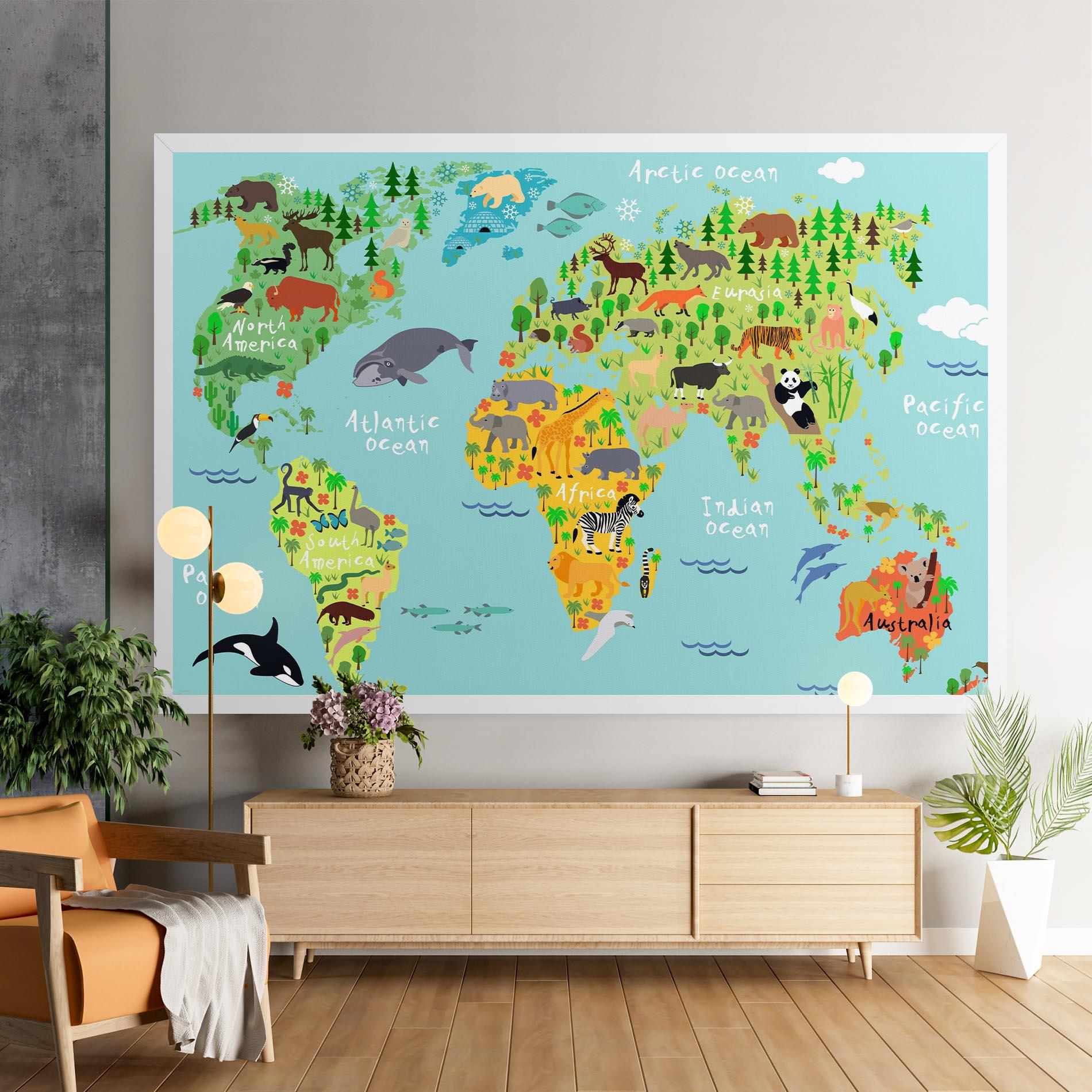 Картина на платно Animal World Map mockup 9