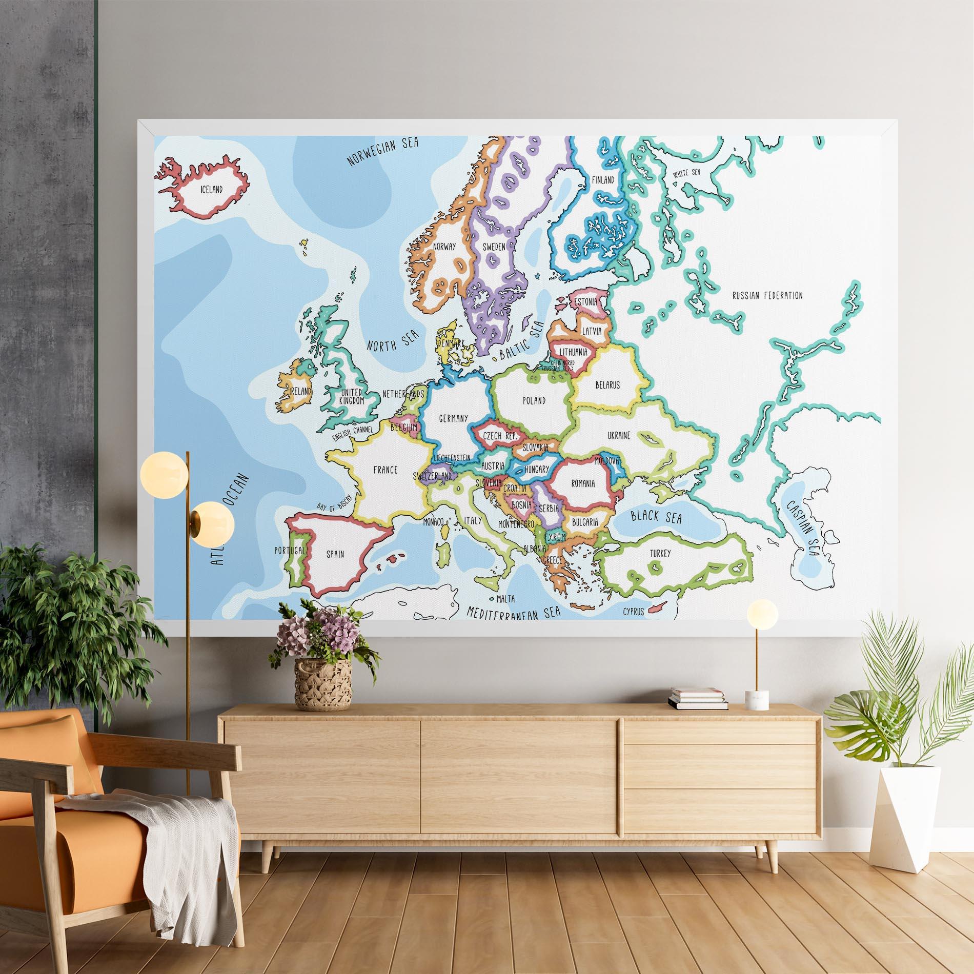 Картина на платно Europe Map mockup 9