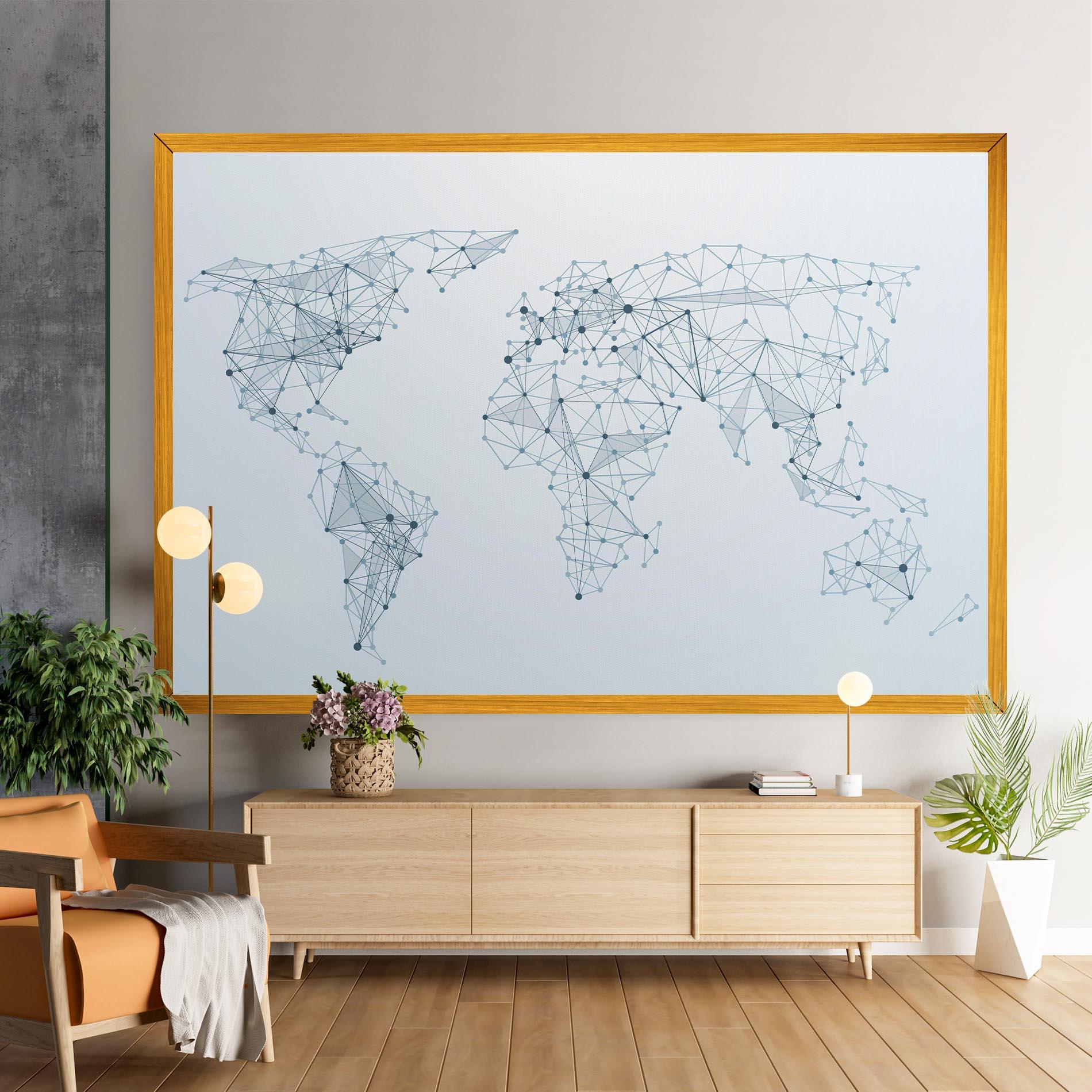 Картина на платно Blue Line Map mockup 9