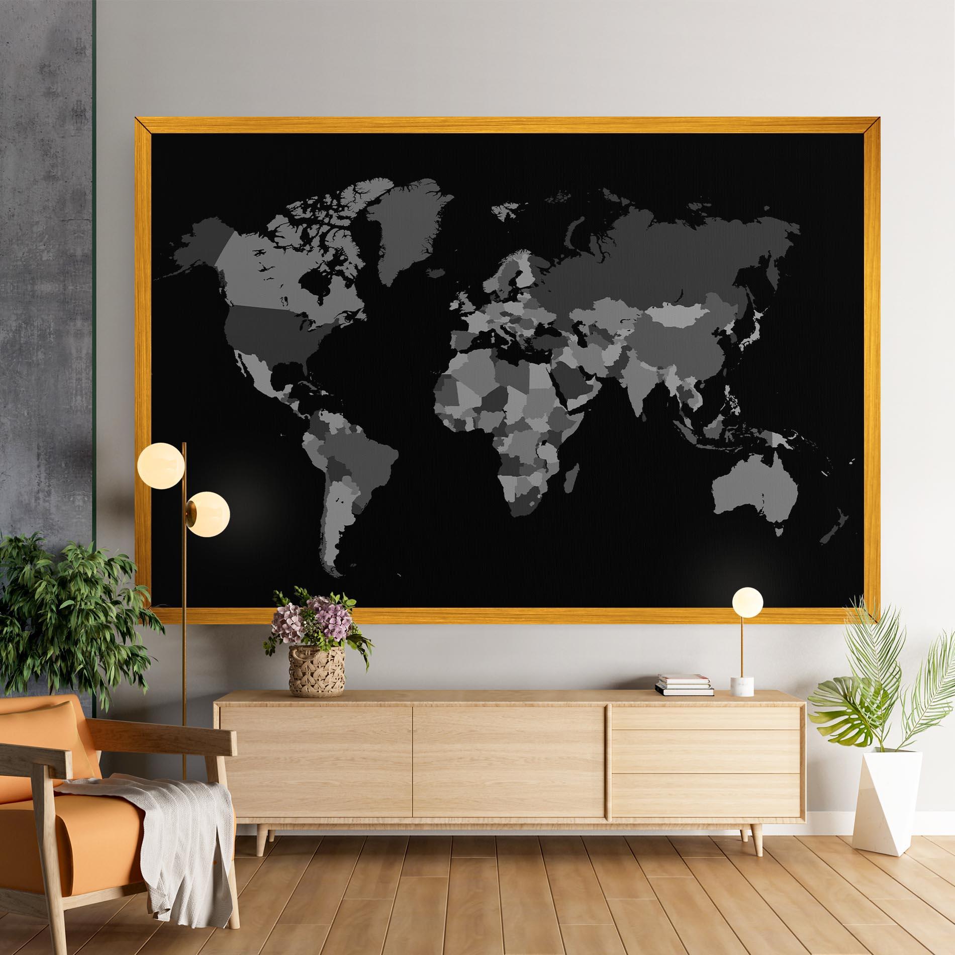 Картина на платно Grey Map World mockup 9