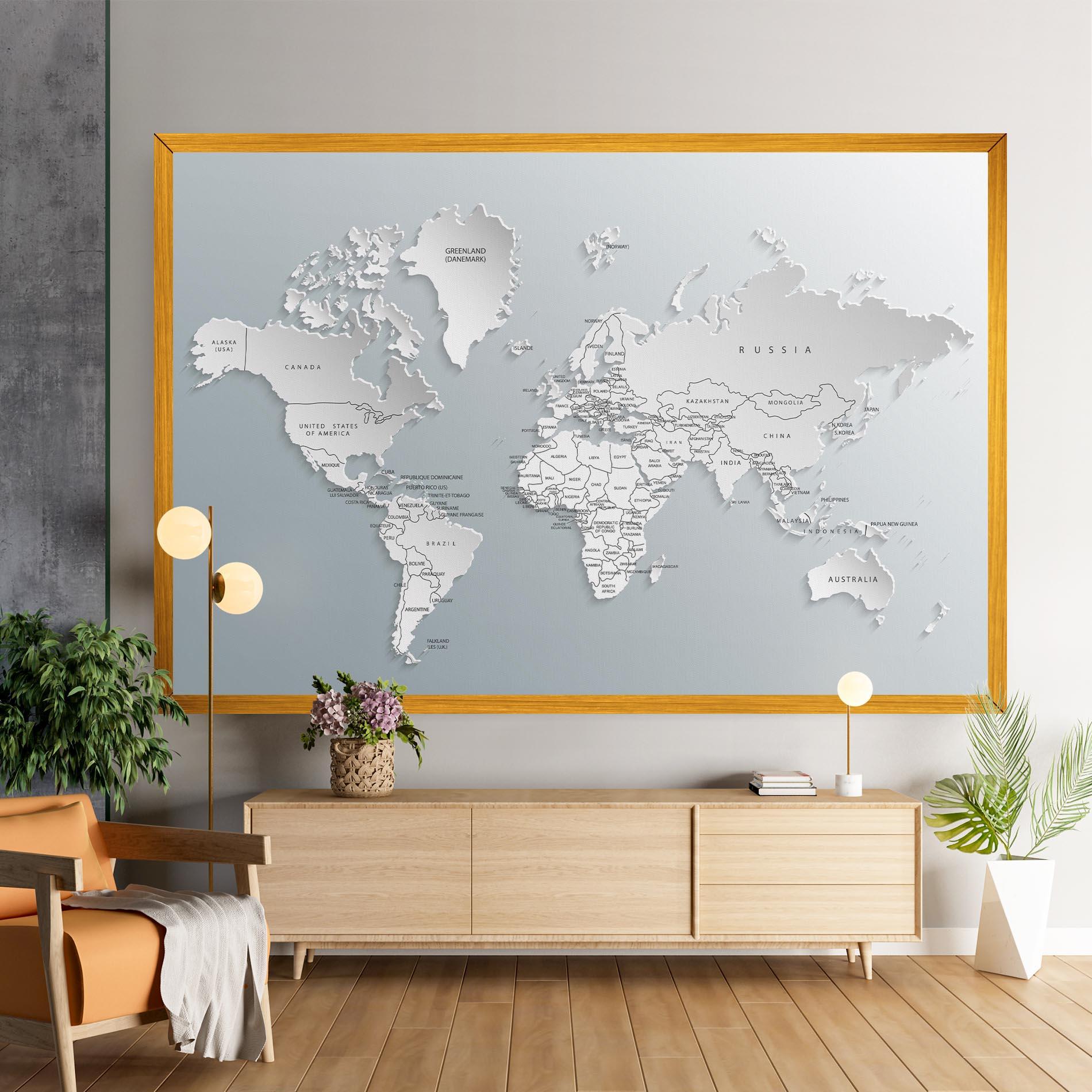 Картина на платно Grey White Map mockup 9