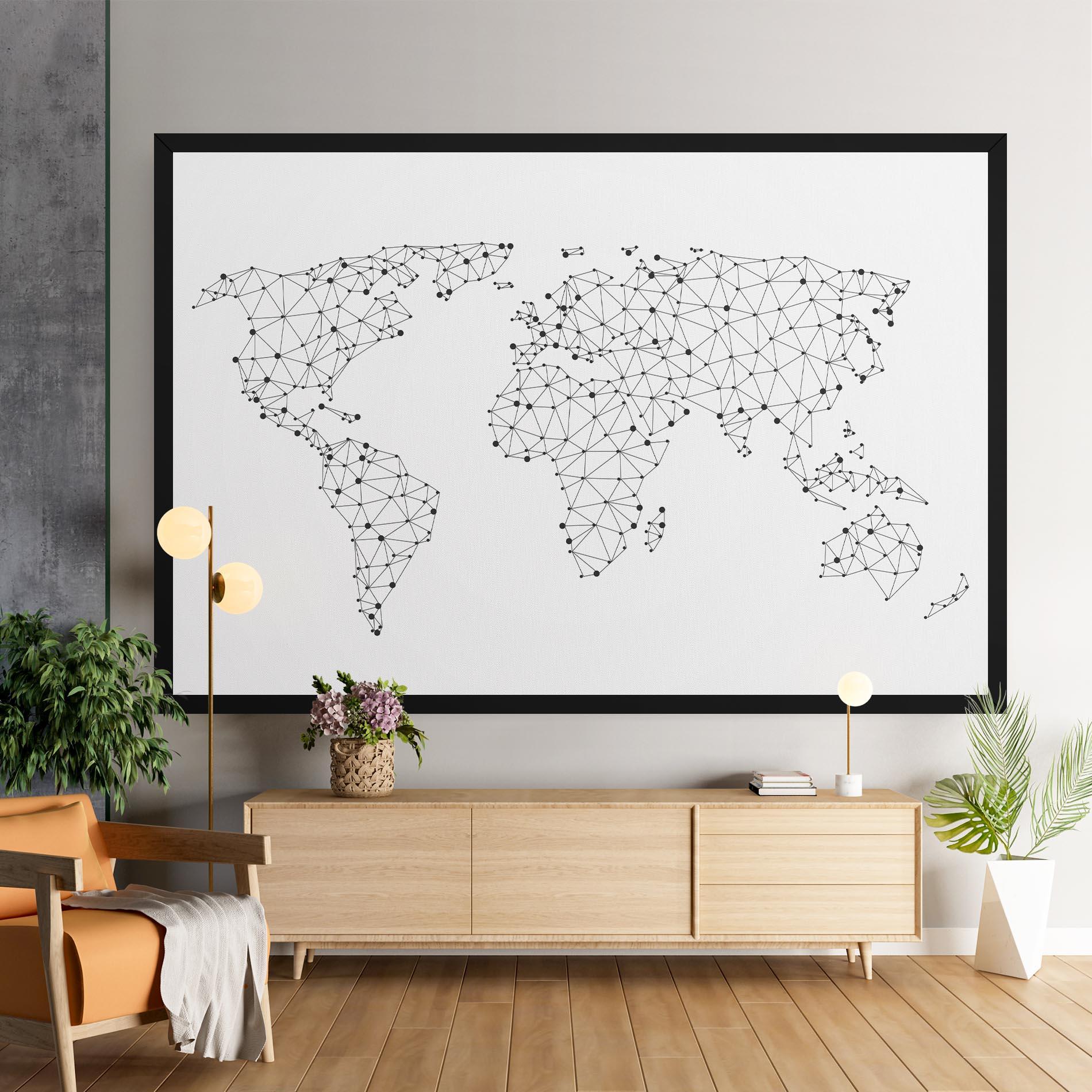 Картина на платно Black Map Line mockup 9