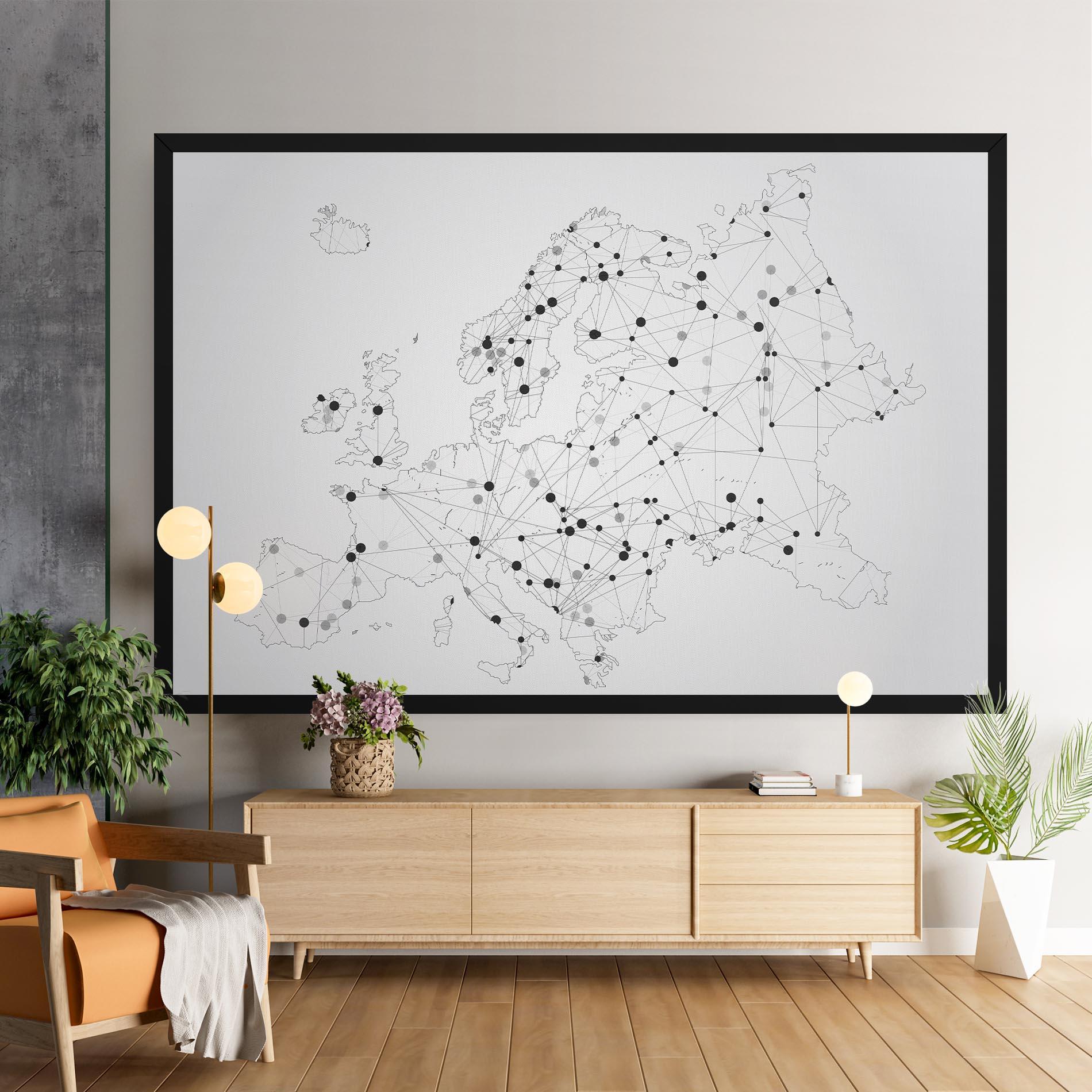 Картина на платно Europe Line Map mockup 9