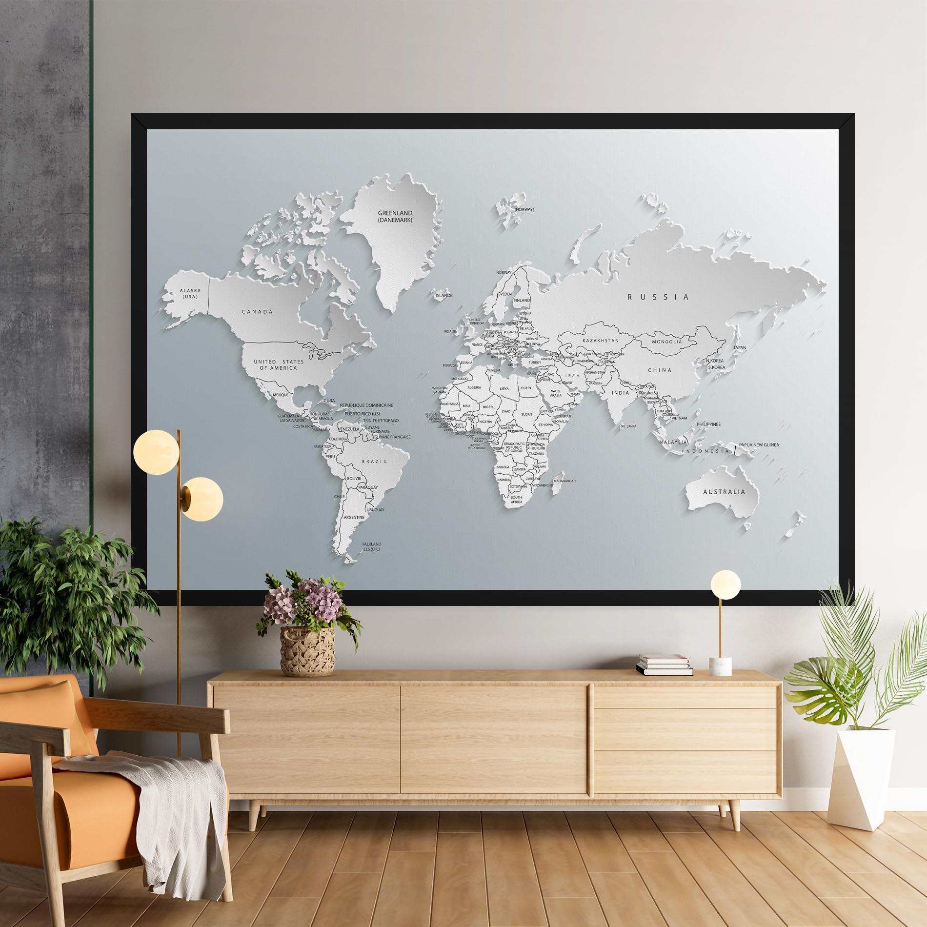 Картина на платно Grey White Map mockup 9