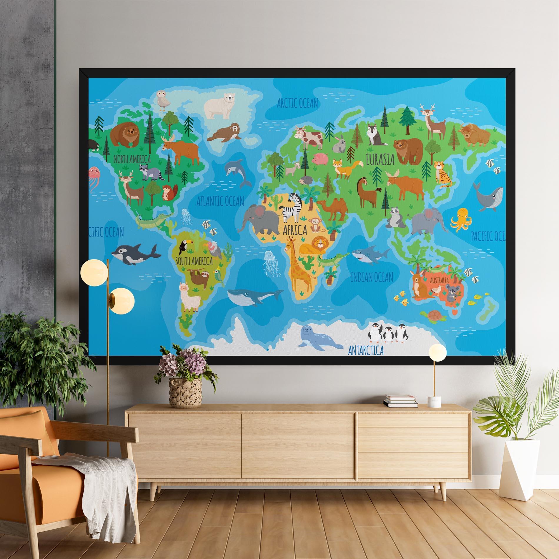 Картина на платно Worldwide Kids Map mockup 9