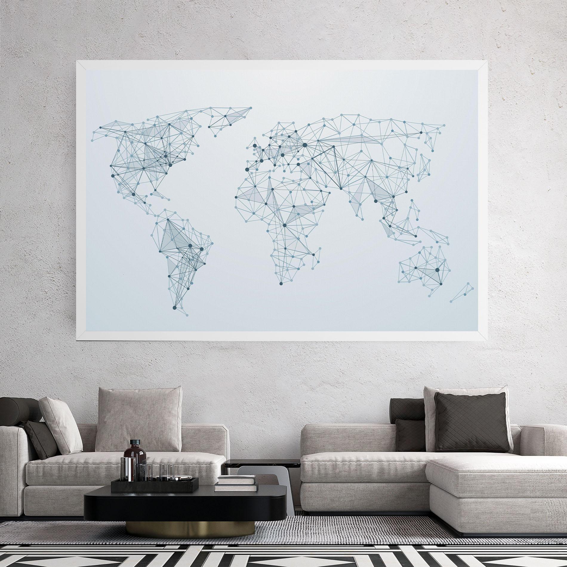 Картина на платно Blue Line Map mockup 2