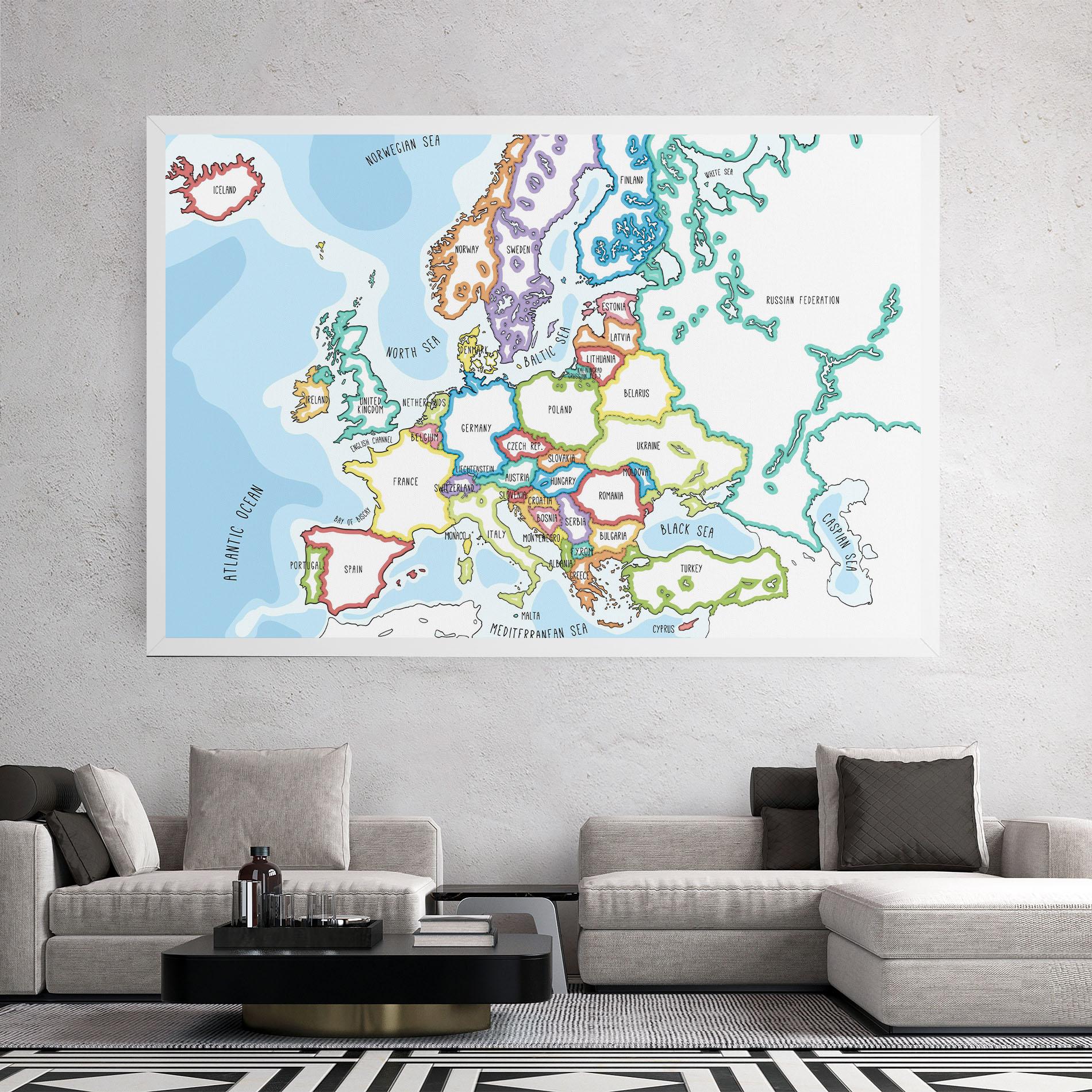 Картина на платно Europe Map mockup 2