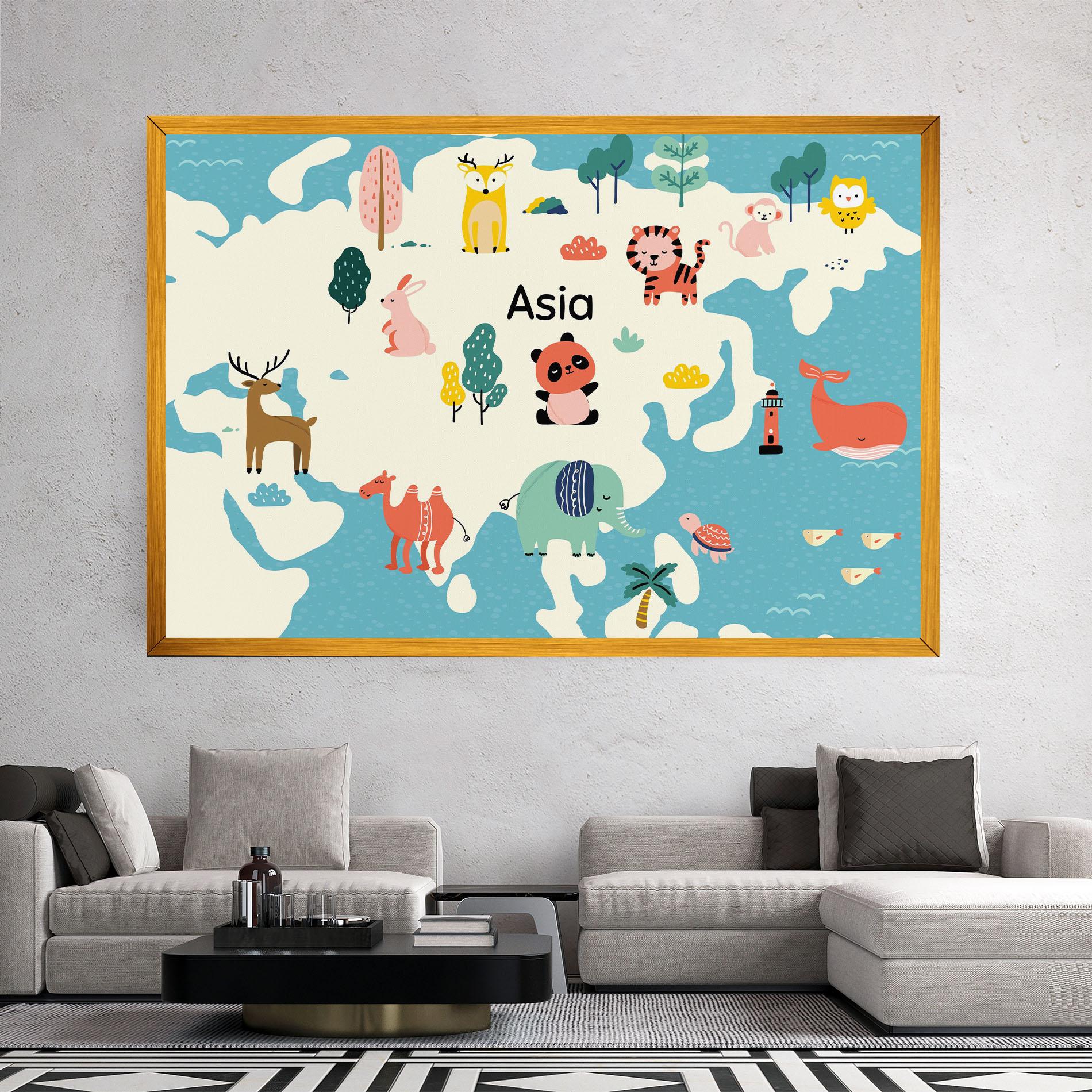Картина на платно Asia Cute Map mockup 2