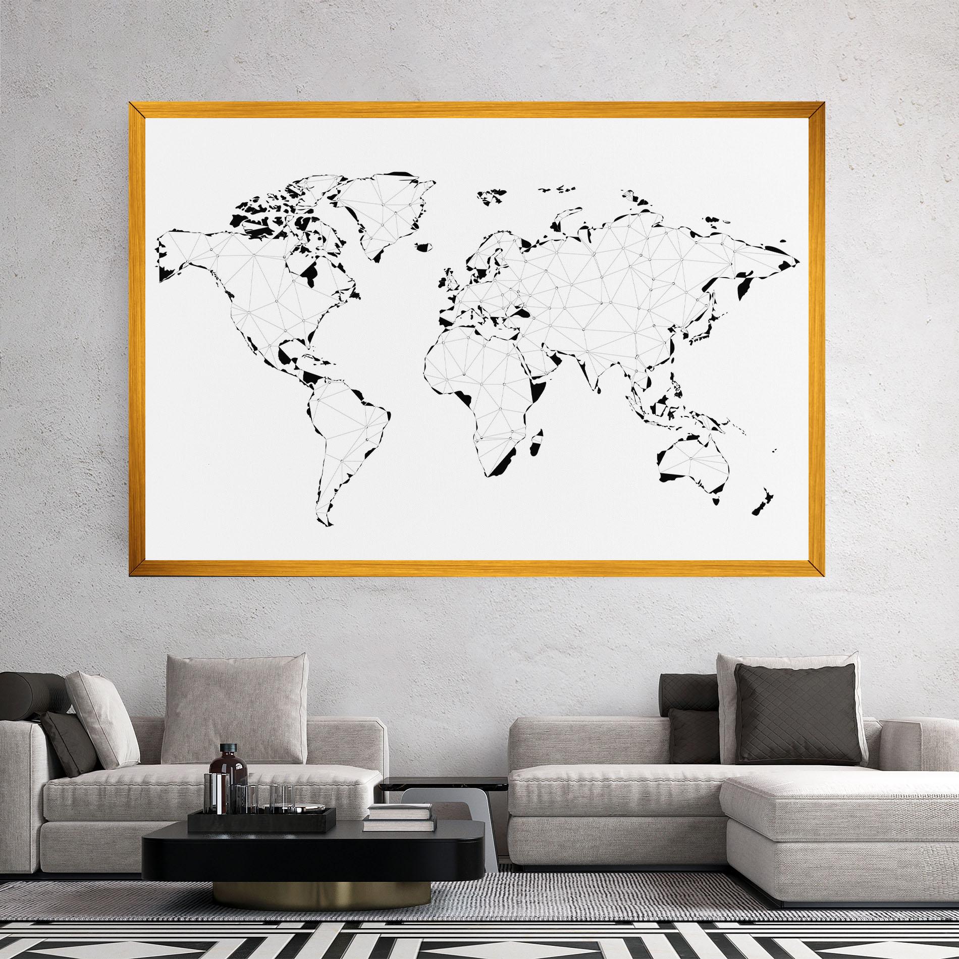 Картина на платно Black Line Map mockup 2