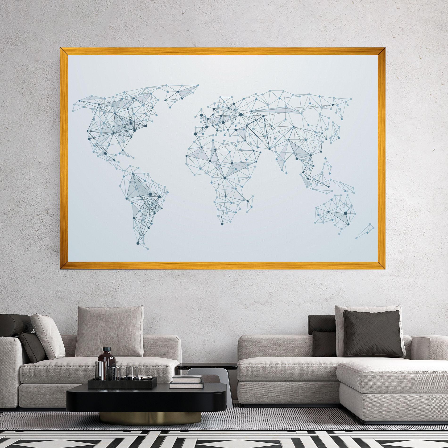 Картина на платно Blue Line Map mockup 2