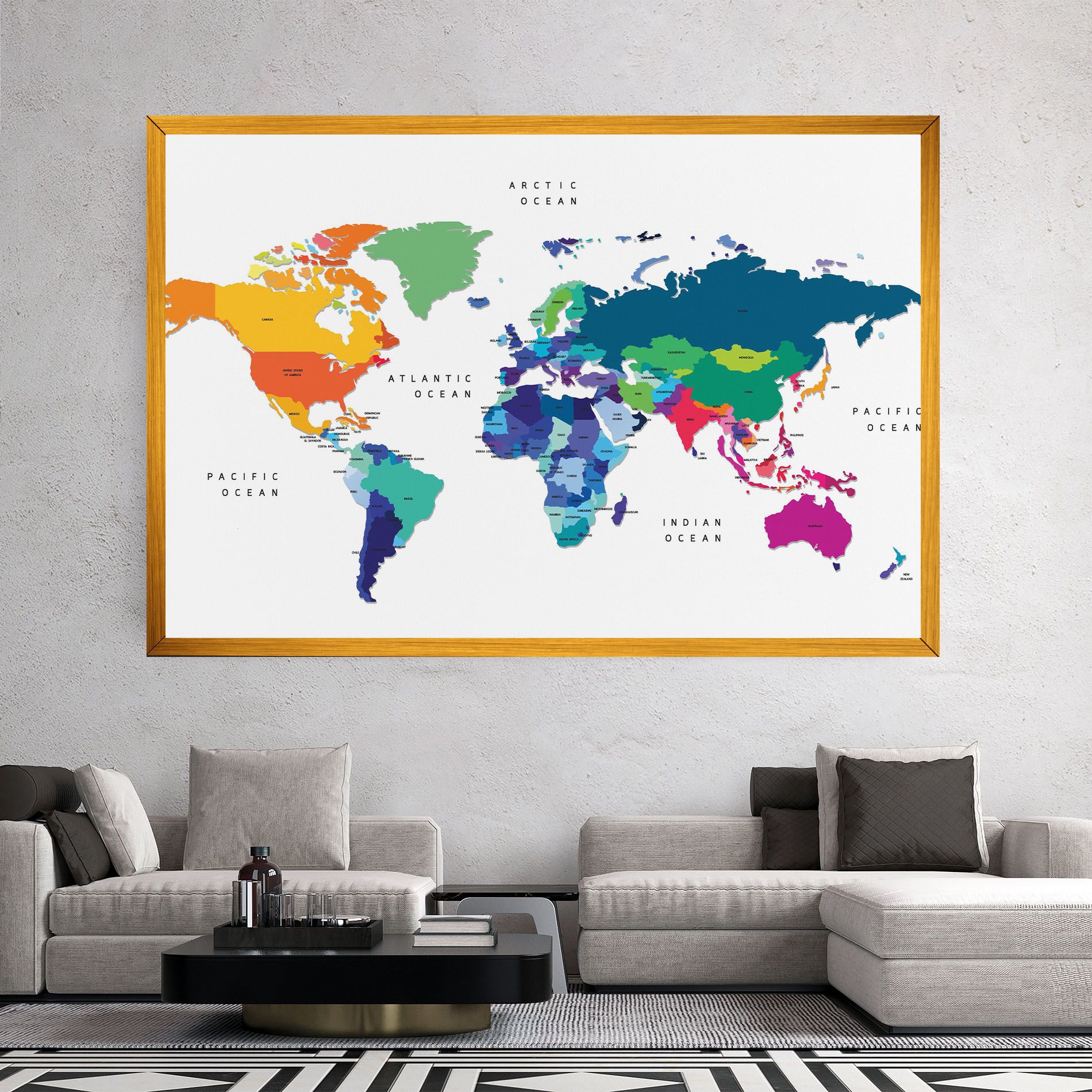 Colored Continents Map mockup 2