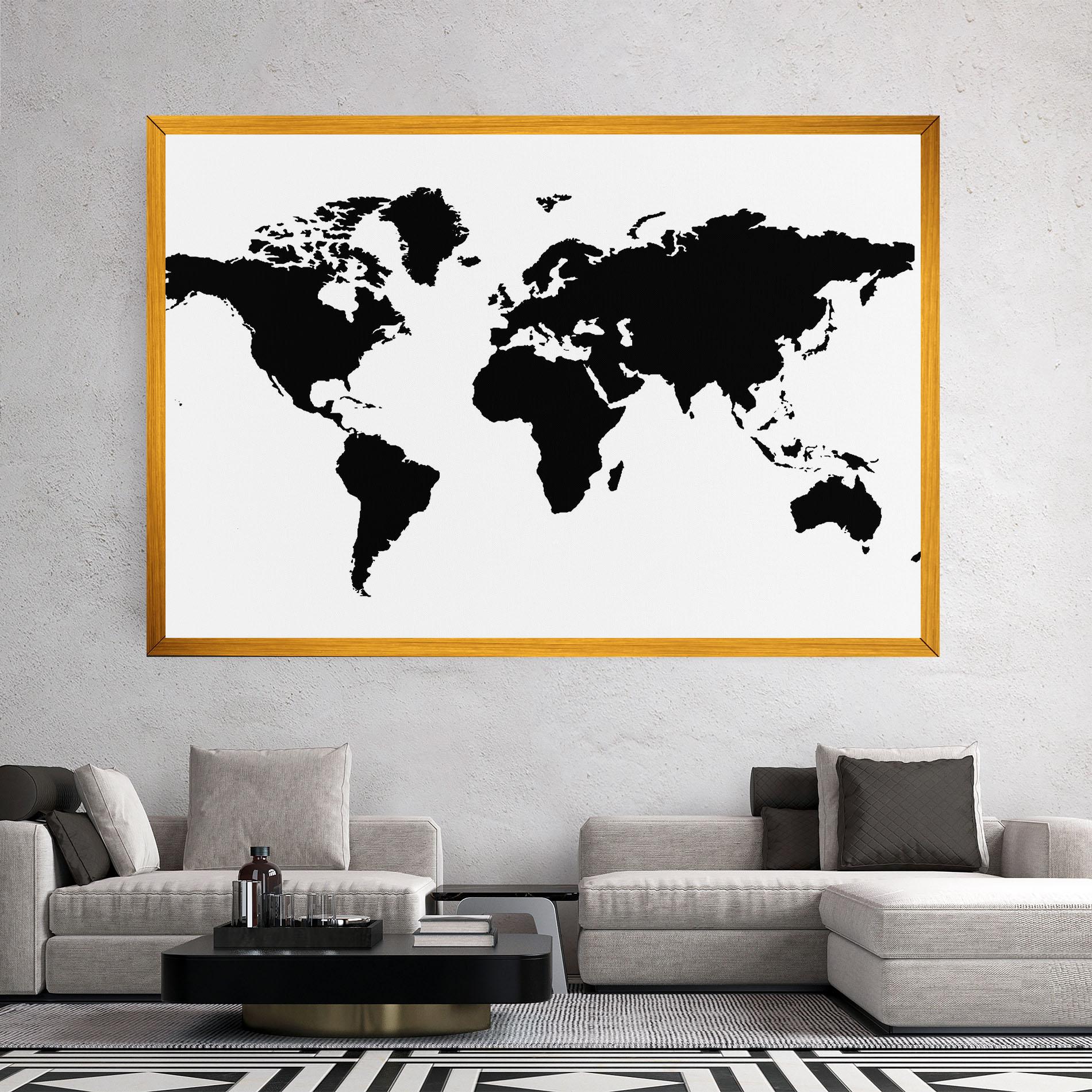 Картина на платно Global Black Map mockup 2
