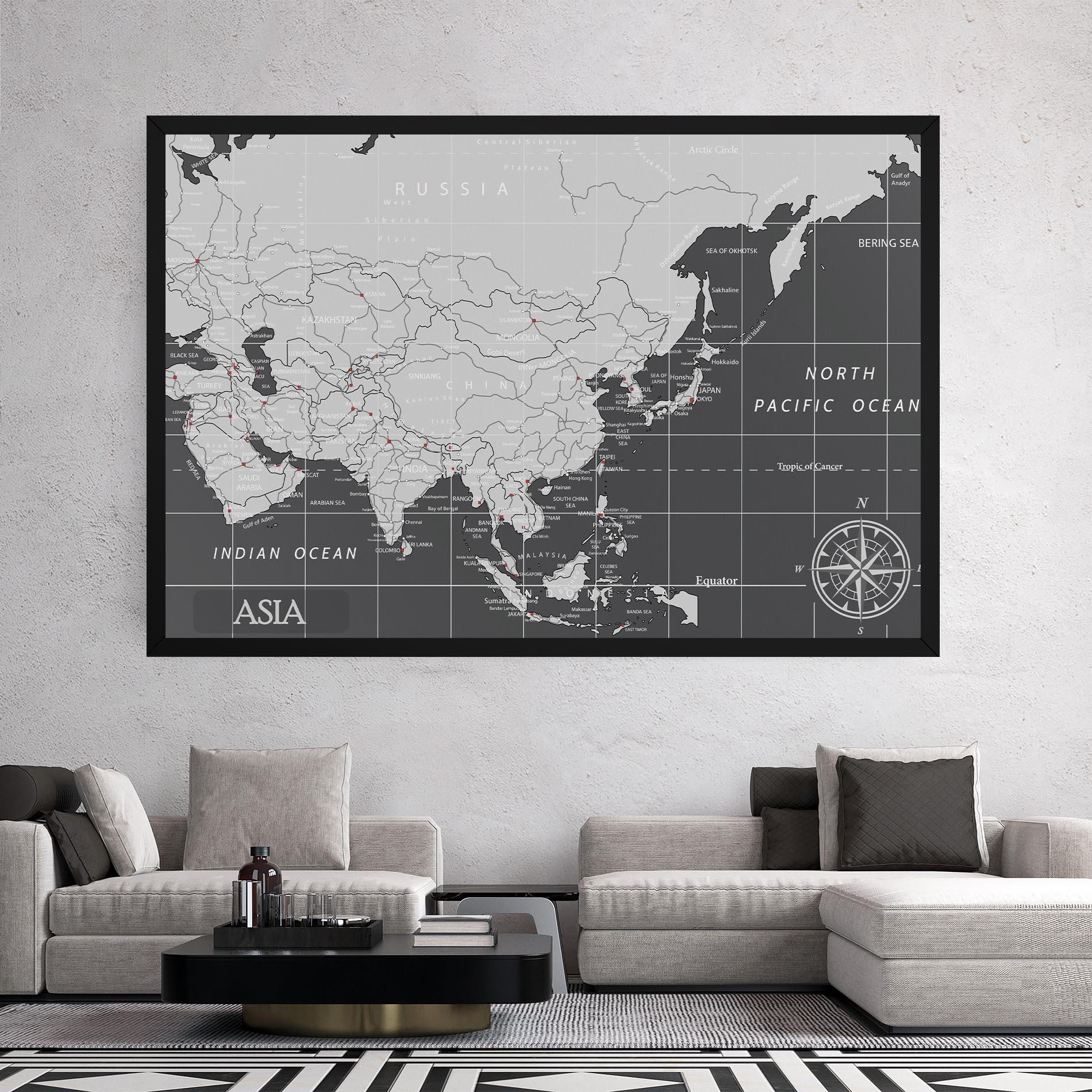 Картина на платно Asia Minimal Map mockup 2