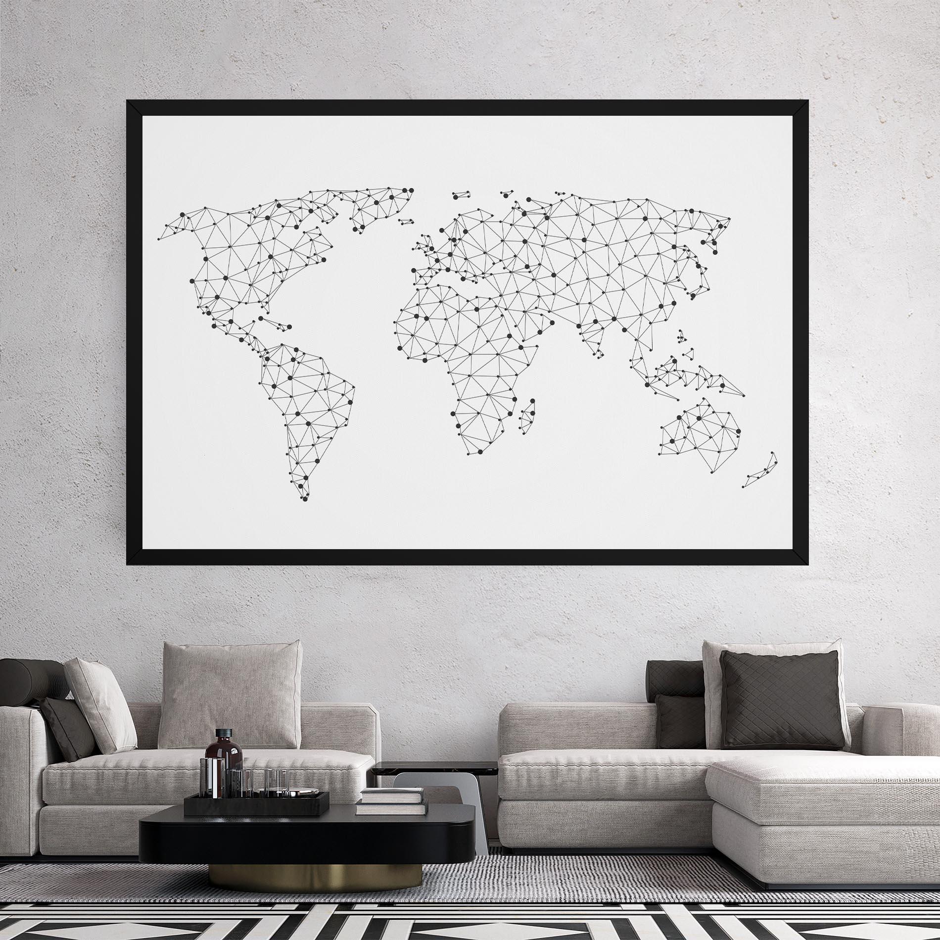 Картина на платно Black Map Line mockup 2