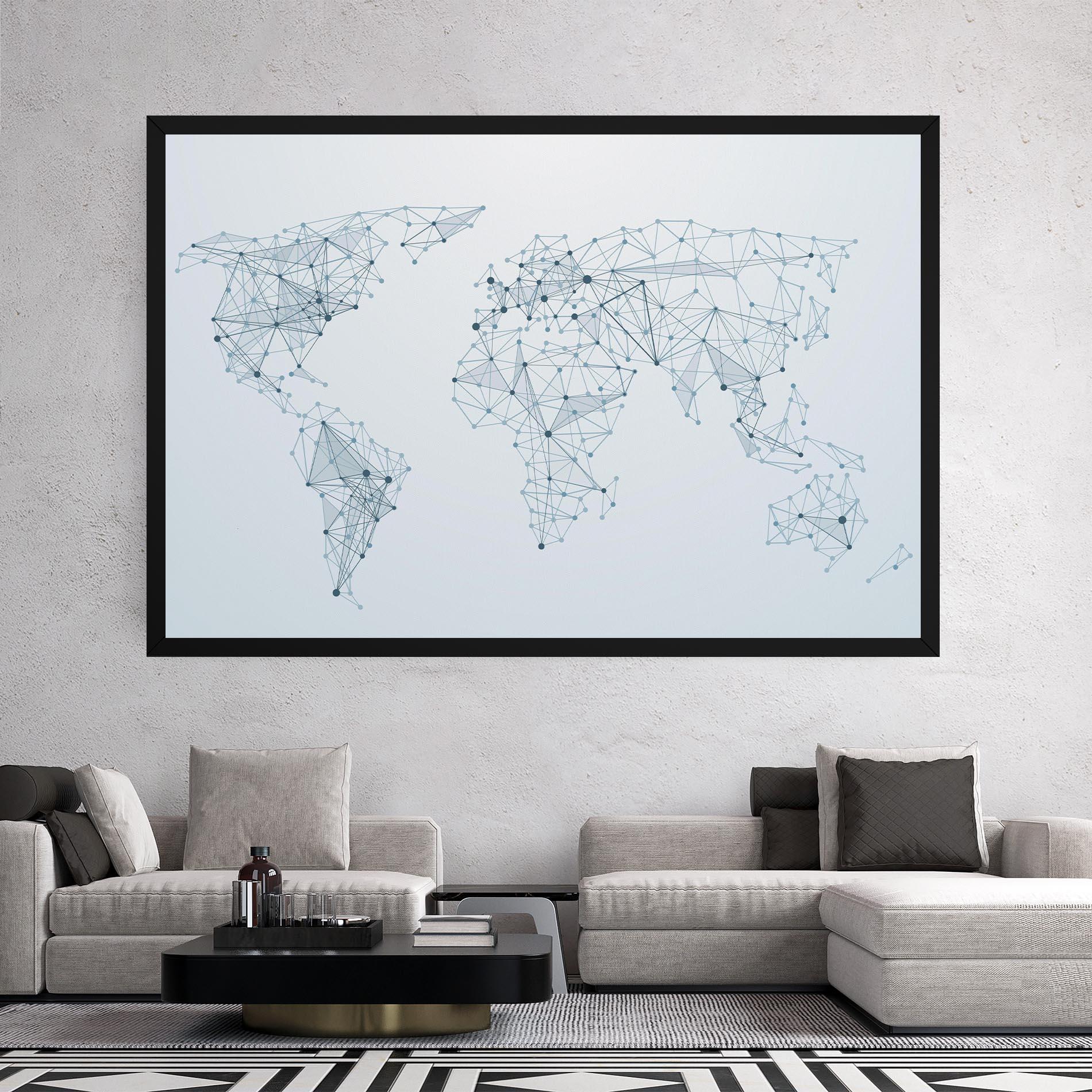 Картина на платно Blue Line Map mockup 2