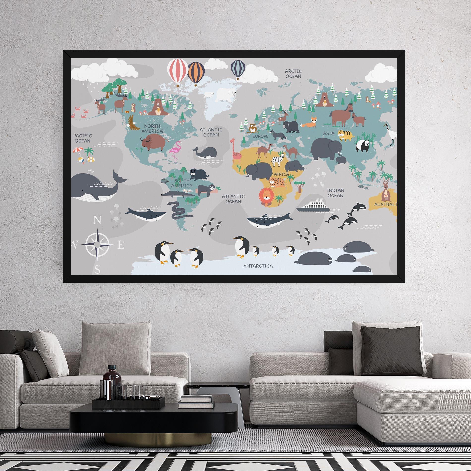 Картина на платно Cute Kids Map mockup 2