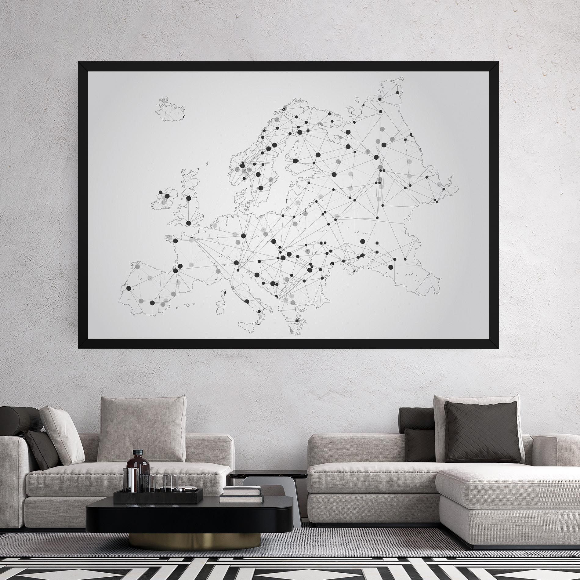 Europe Line Map mockup 2