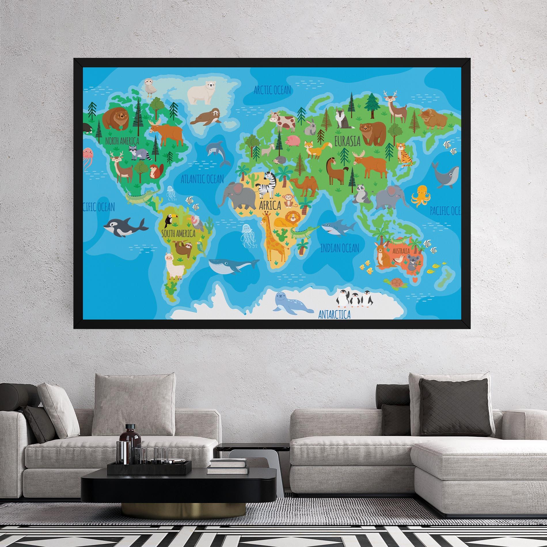 Картина на платно Worldwide Kids Map mockup 2