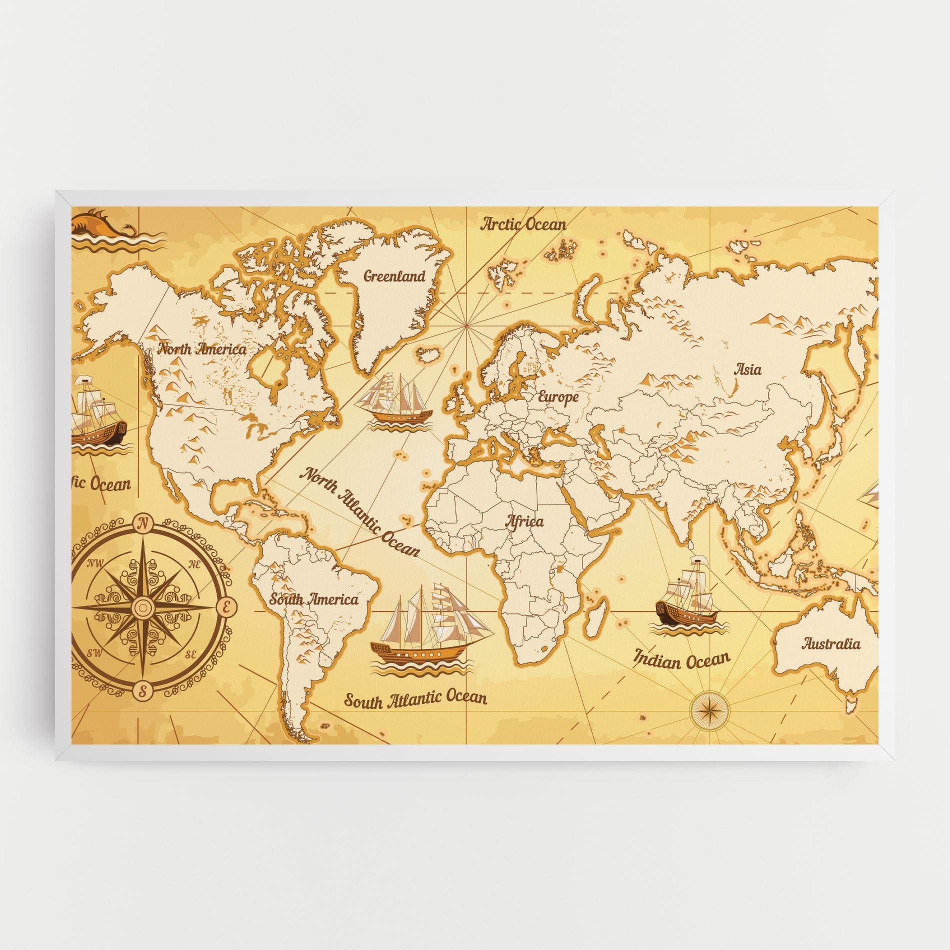 Картина на платно Gold Vintage Map mockup 0