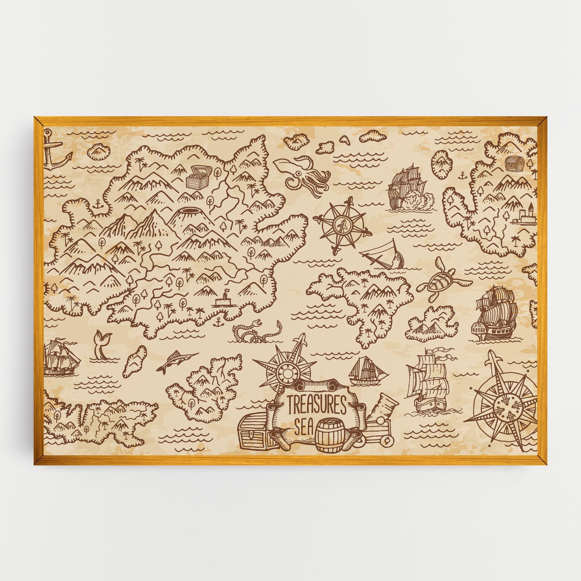 Картина на платно Cream Coffee Map mockup 0