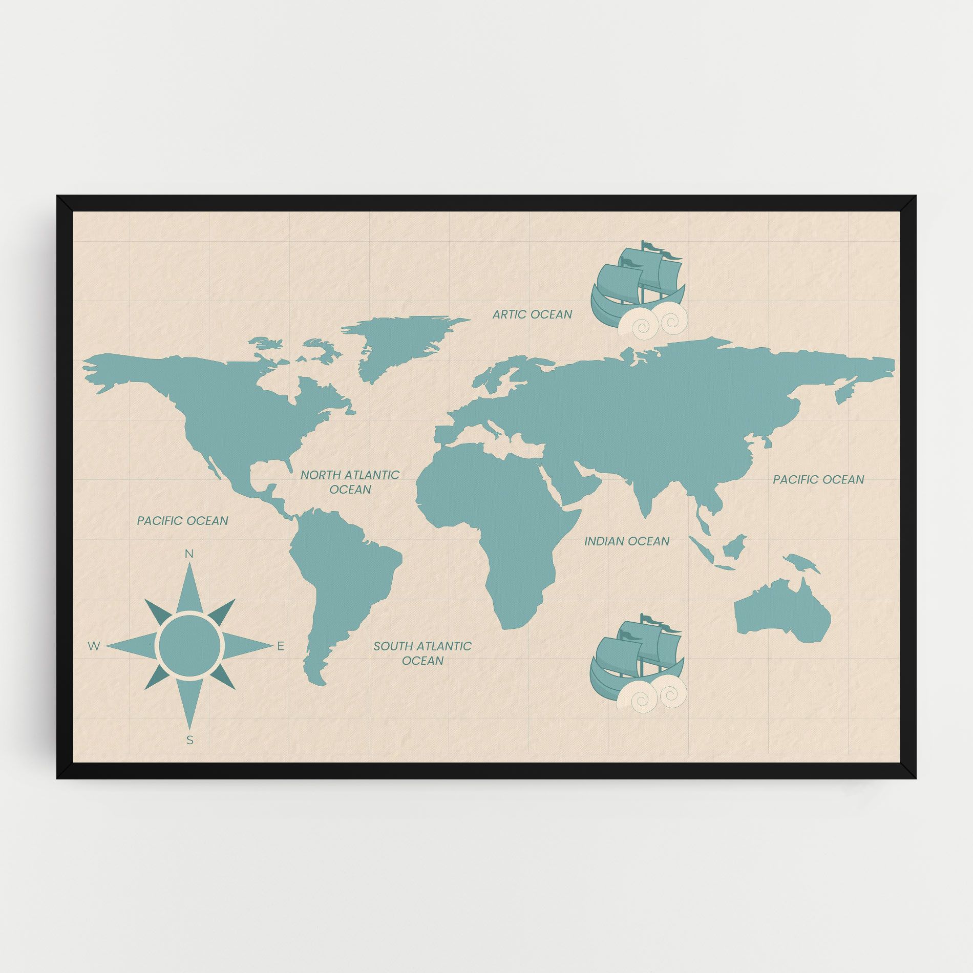 Cream Blue Map mockup 0