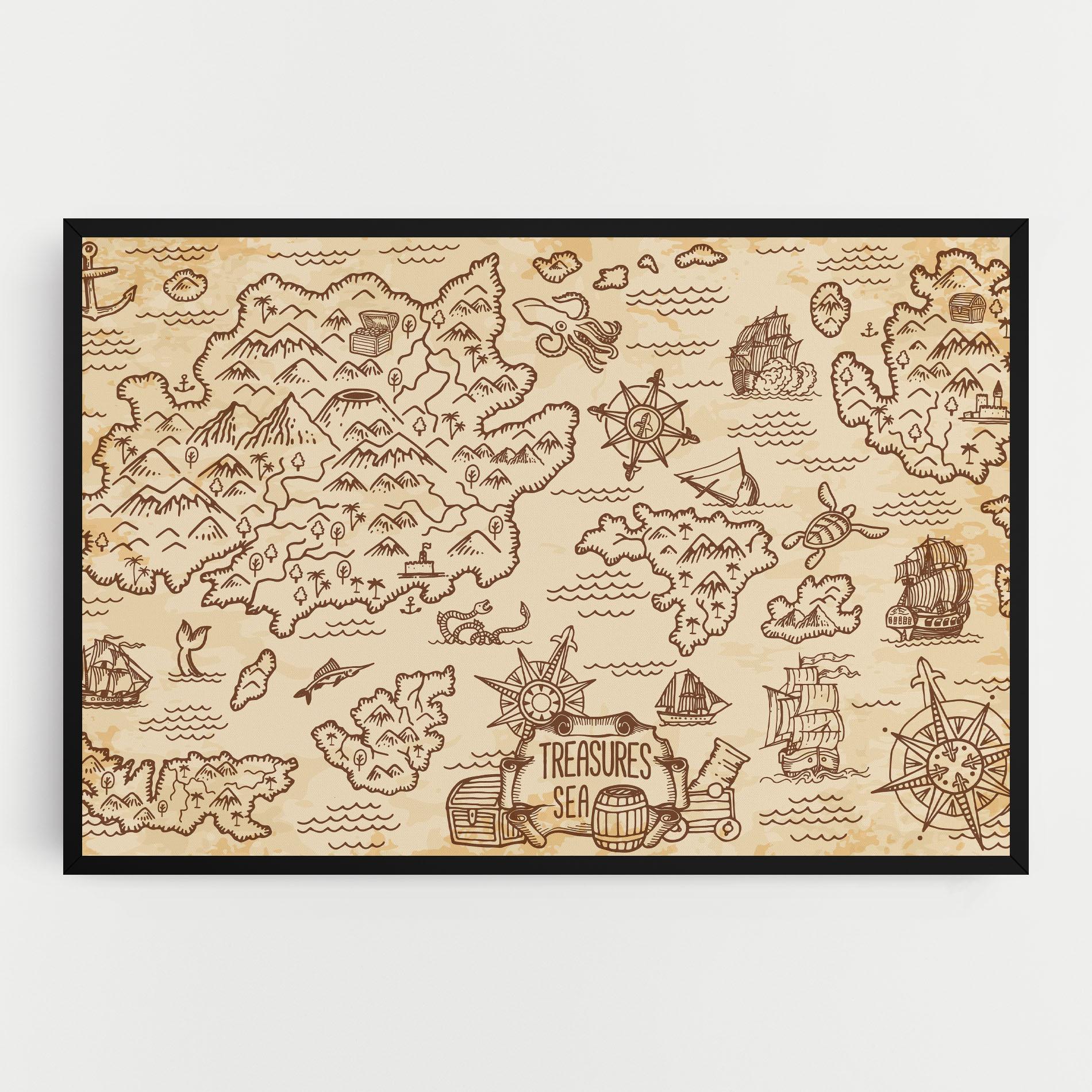 Картина на платно Cream Coffee Map mockup 0