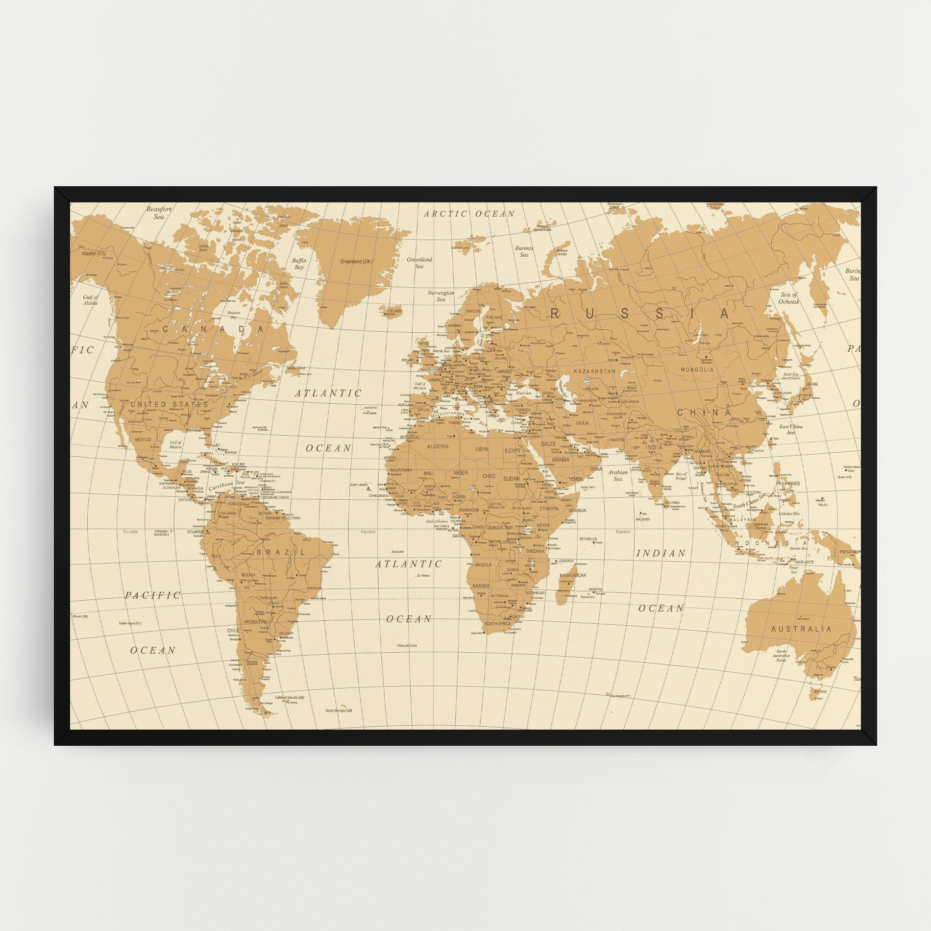 Картина на платно Old Map Cream mockup 0
