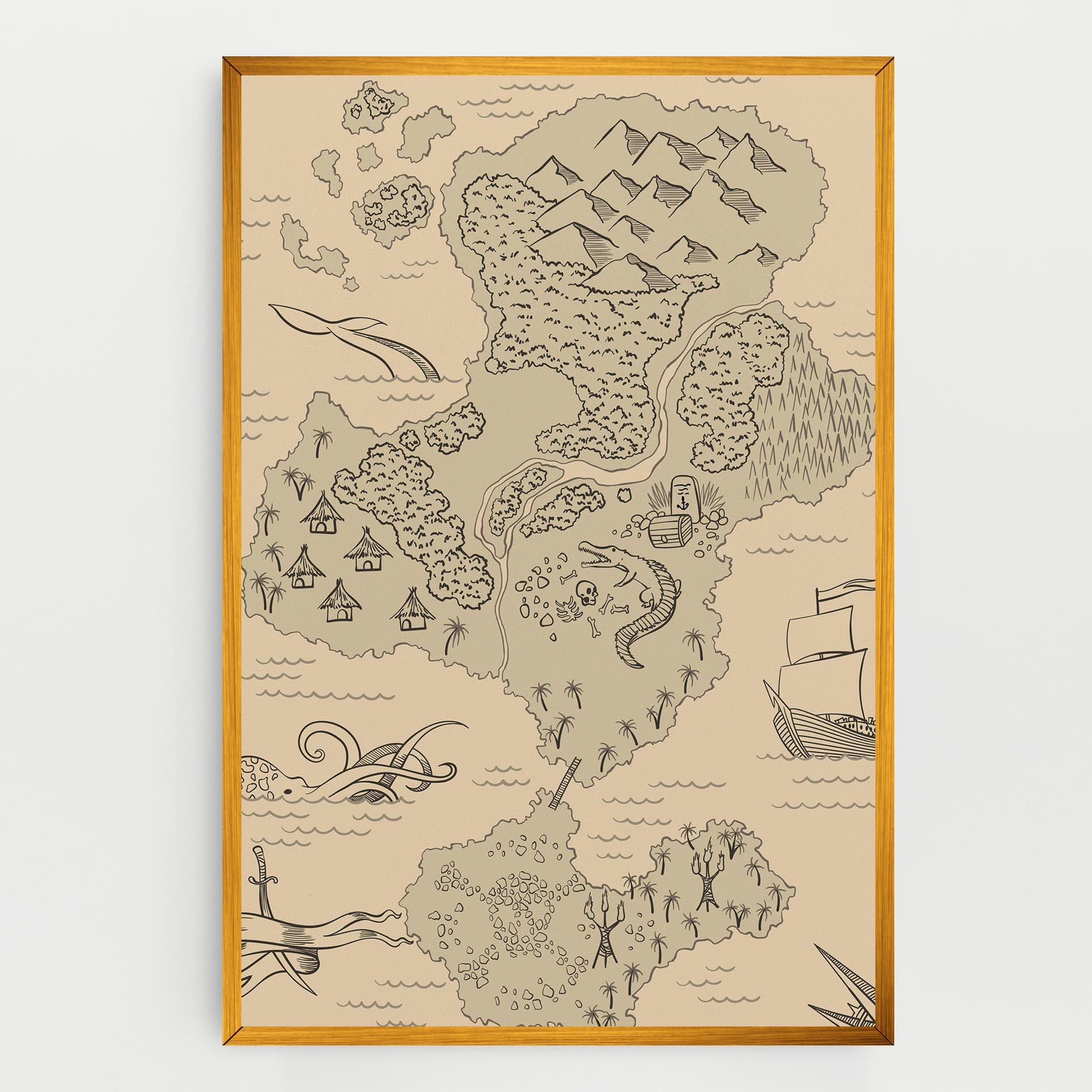 Картина на платно Island Old Map mockup 0