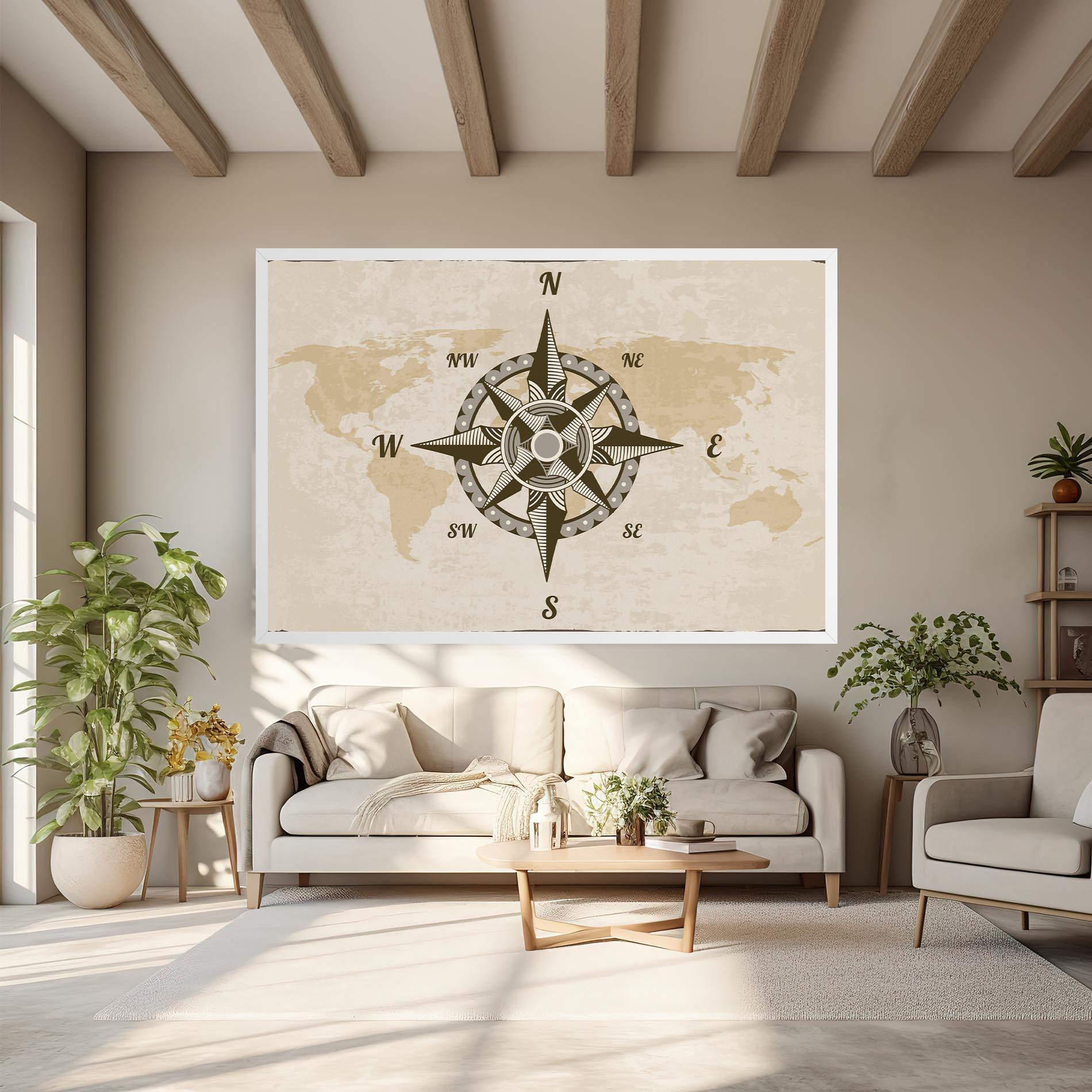 Картина на платно Nautical Compass mockup 6