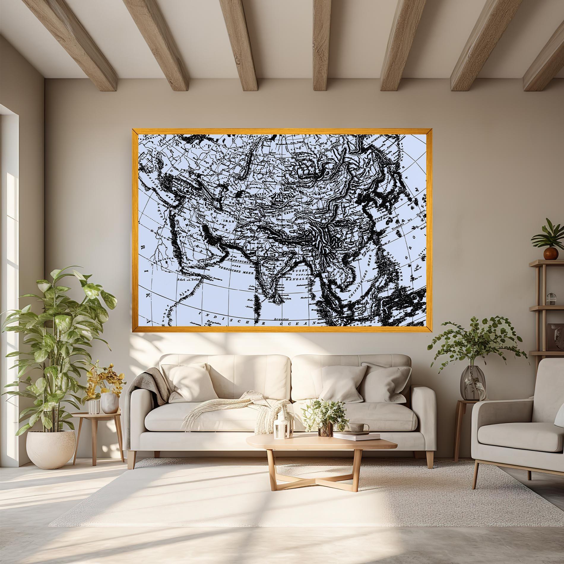 Картина на платно Blue Old Map mockup 6