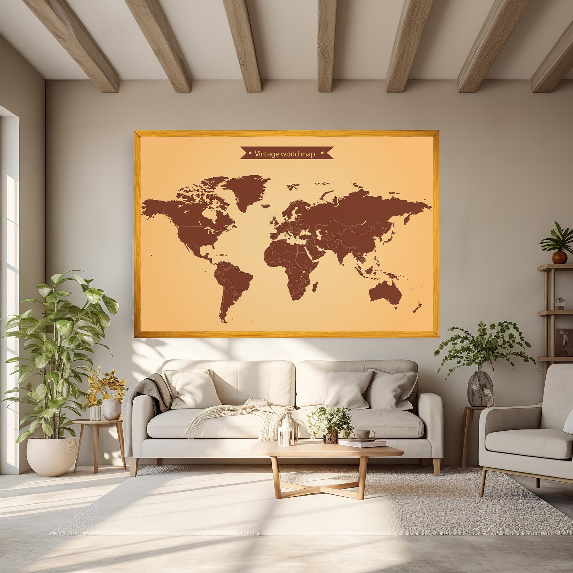 Картина на платно Vintage World Map mockup 6