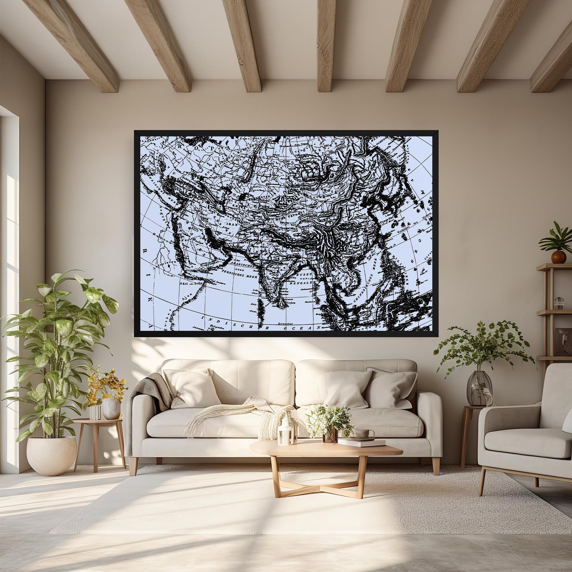 Картина на платно Blue Old Map mockup 6