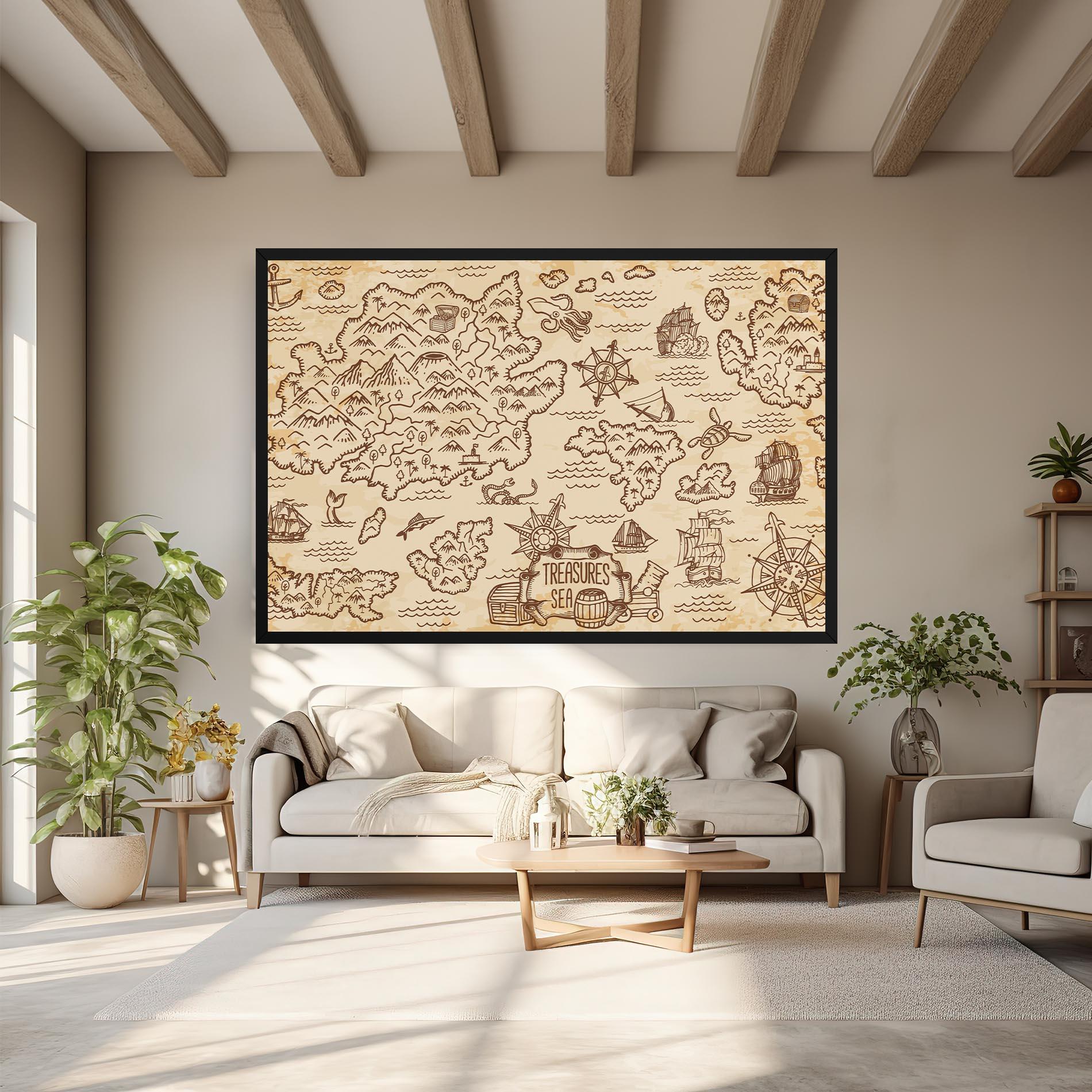 Картина на платно Cream Coffee Map mockup 6