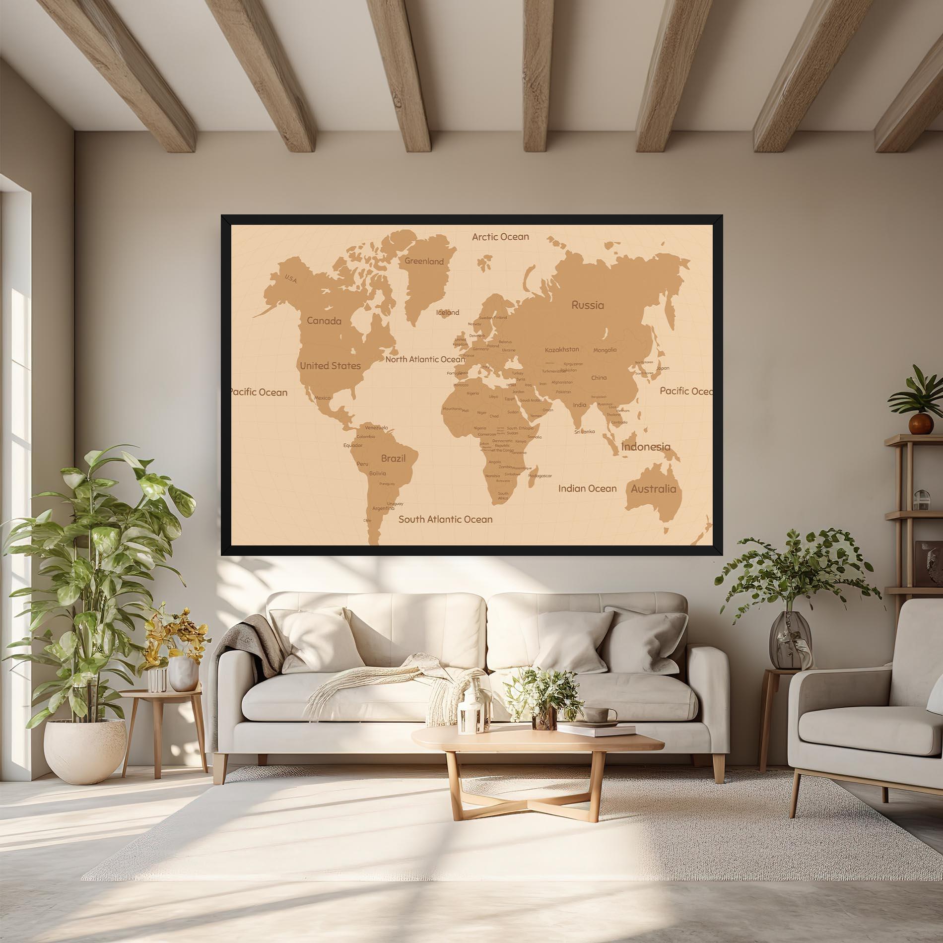 Картина на платно Ocean Old Map mockup 6