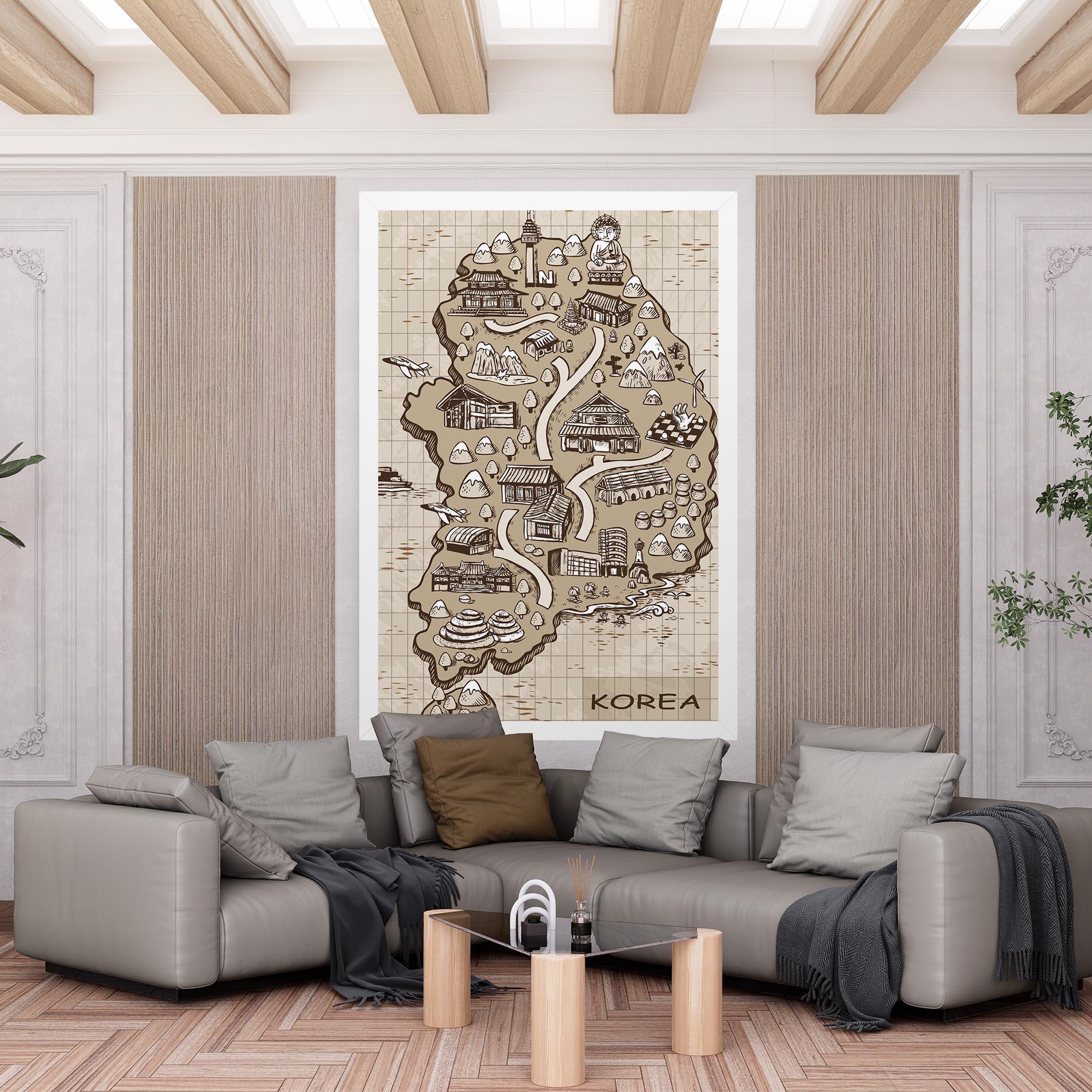 Картина на платно Old Korea Map mockup 6