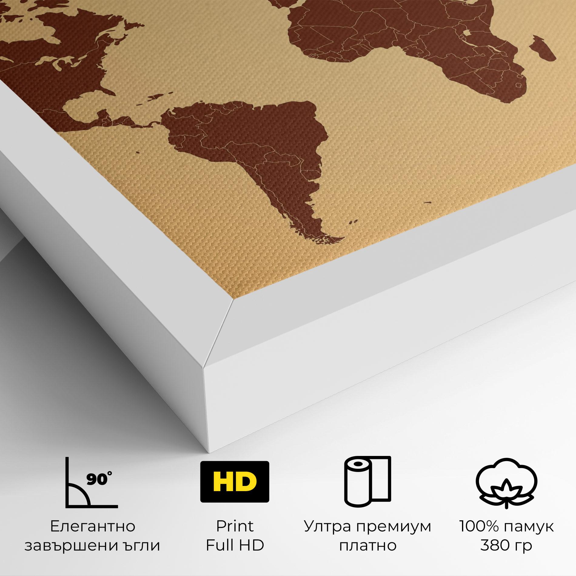 Картина на платно Vintage World Map mockup 4