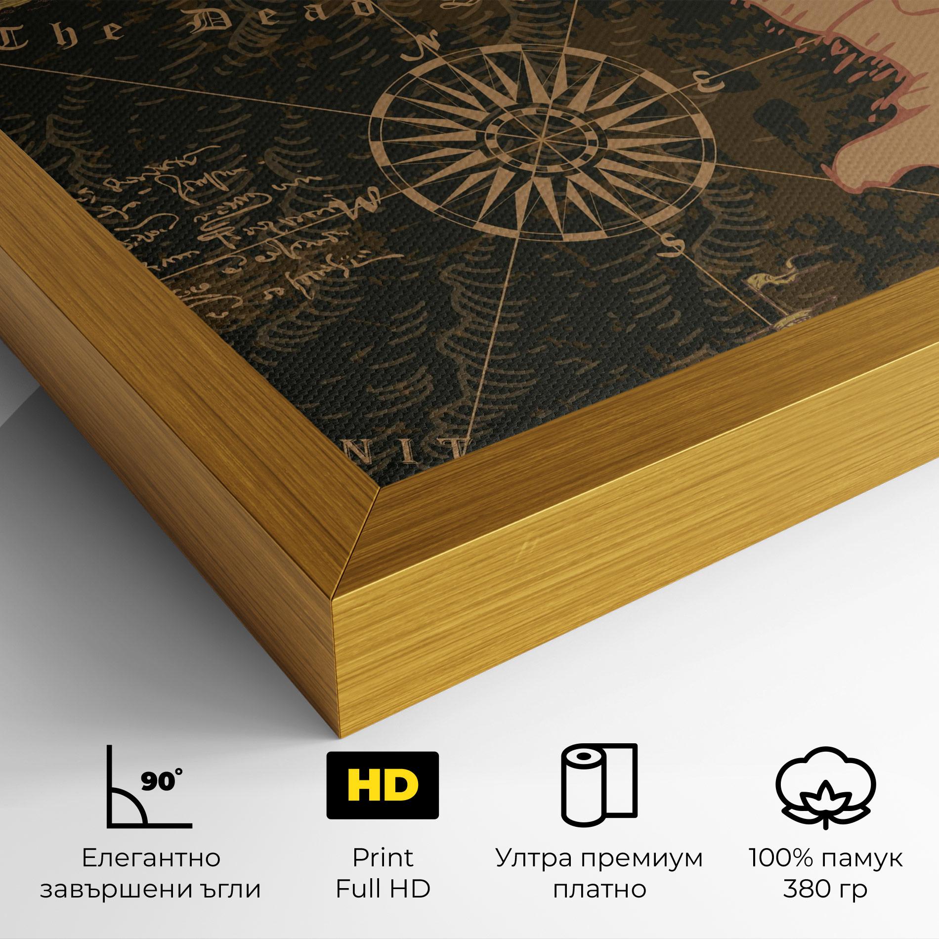 Картина на платно Cool Old Map mockup 4